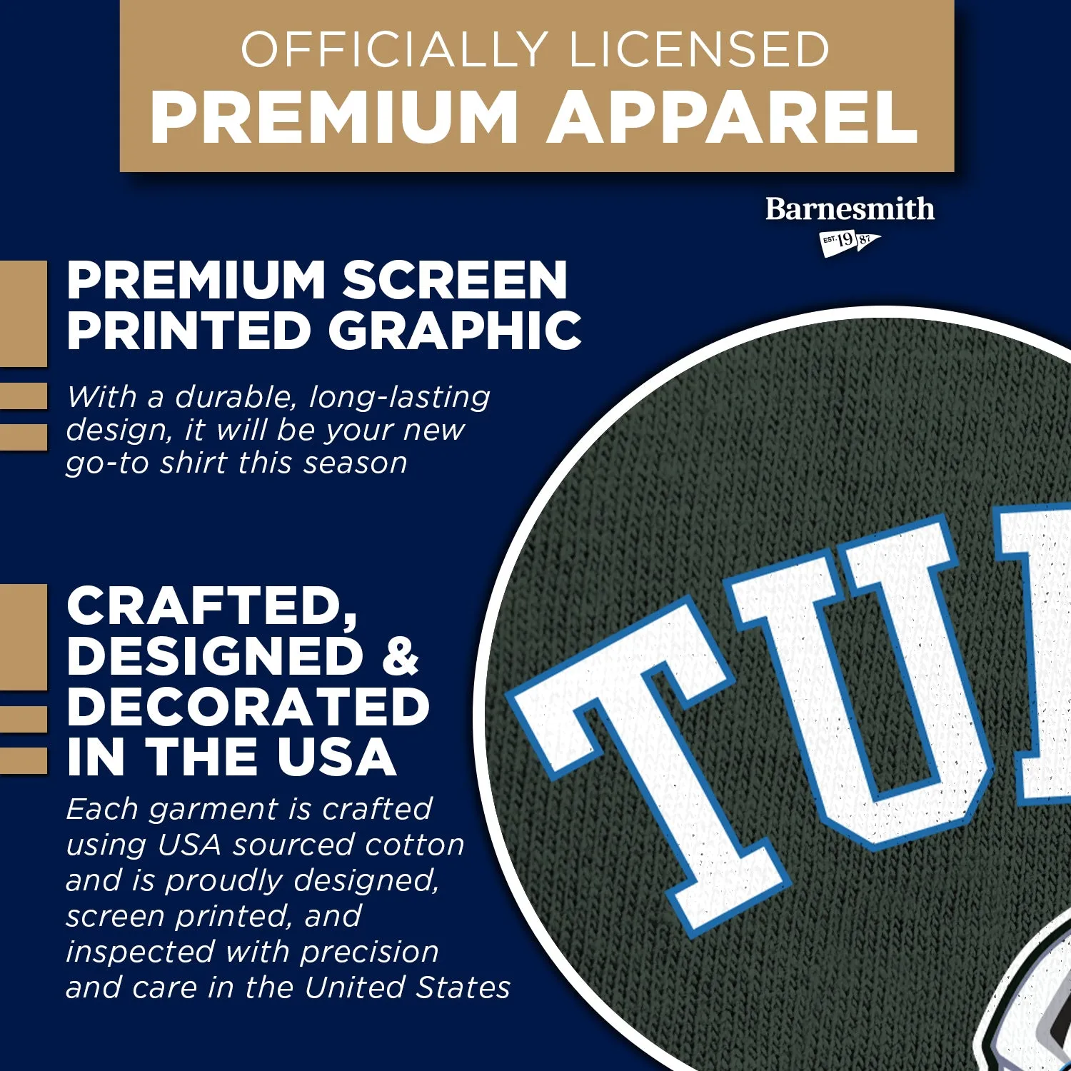 Tulane University Football T-Shirt (Hunter Green) sold by Barnesmith product image thumbnail 4