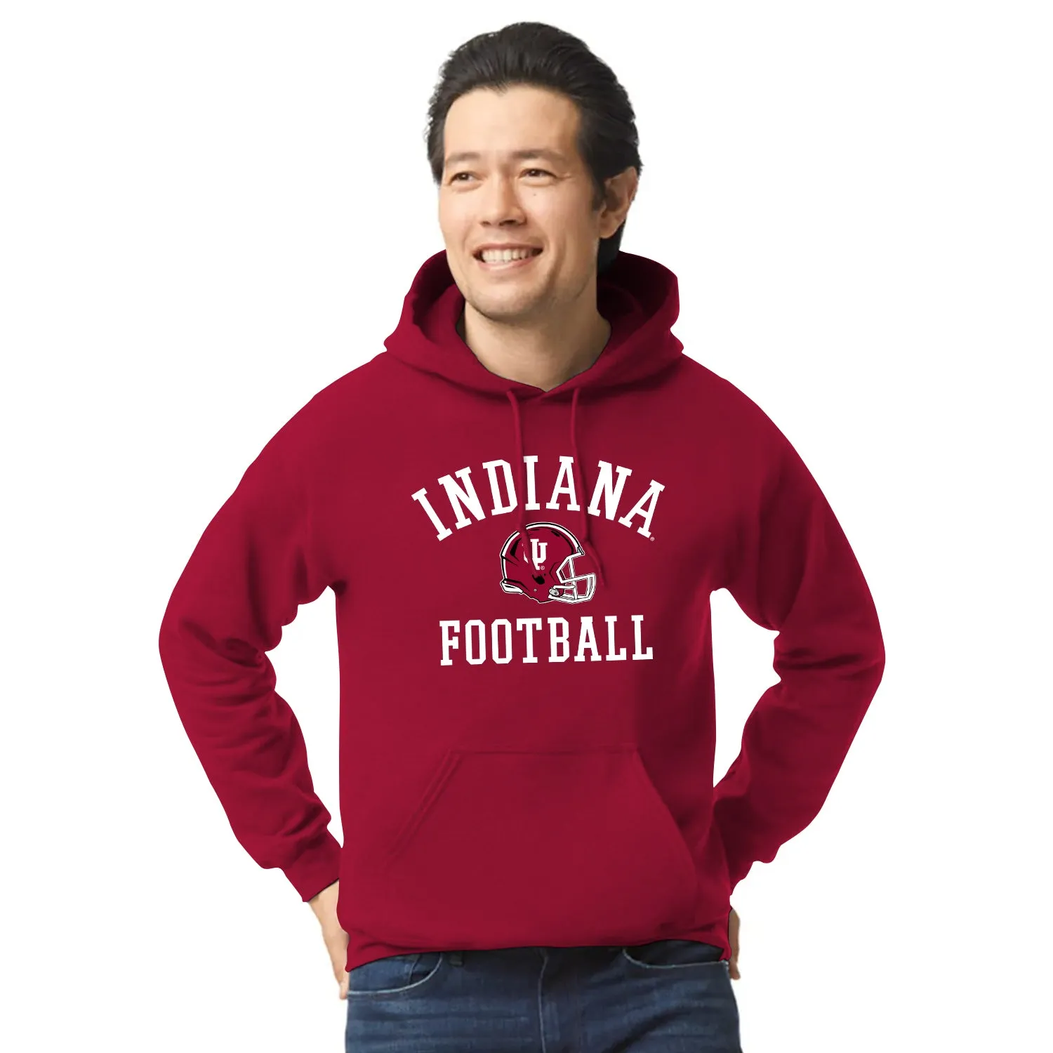 Indiana University Football Hooded Sweatshirt (Red) sold by Barnesmith product image thumbnail 2