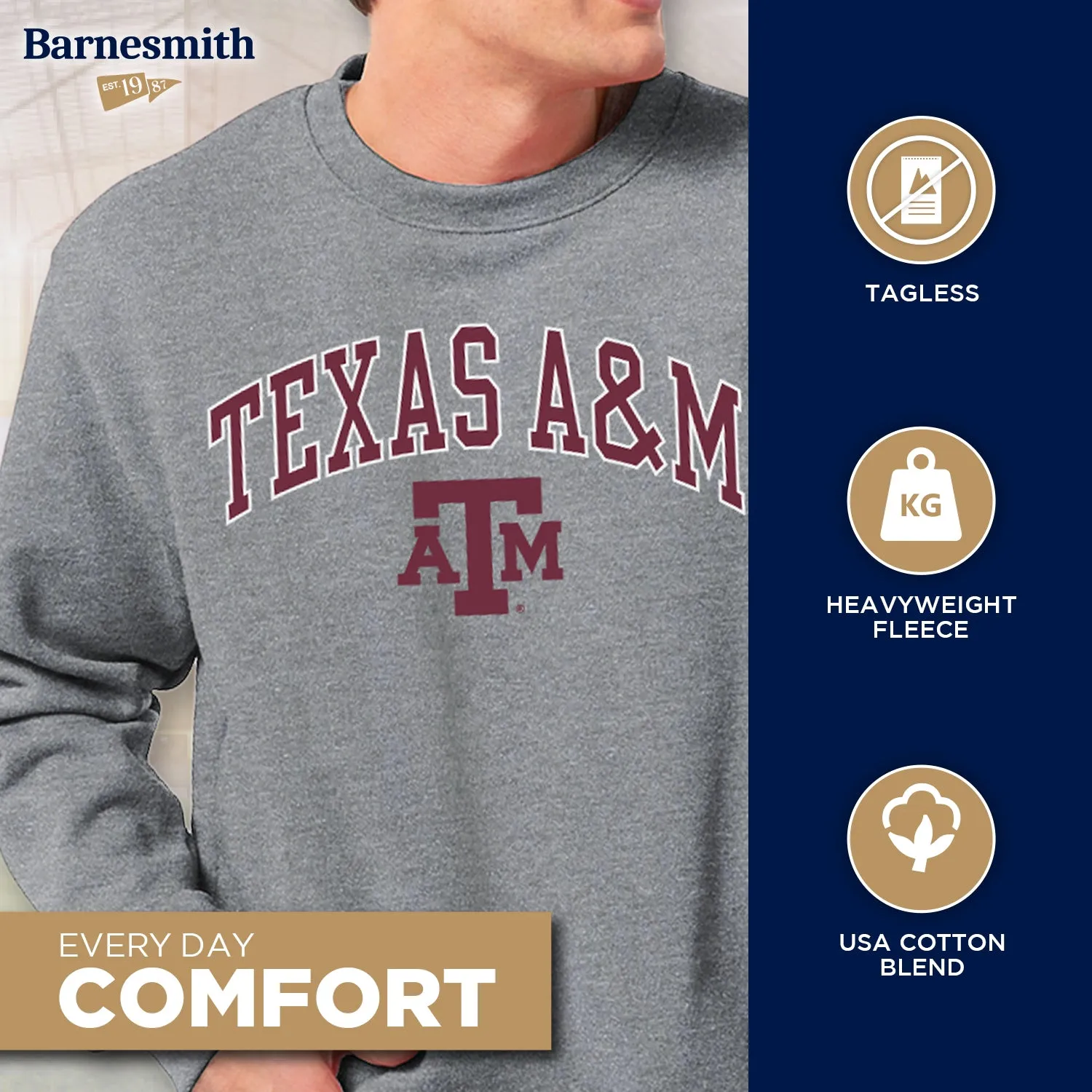 Texas A&M University Spirit Sweatshirt (Charcoal Grey) sold by Barnesmith product image thumbnail 3