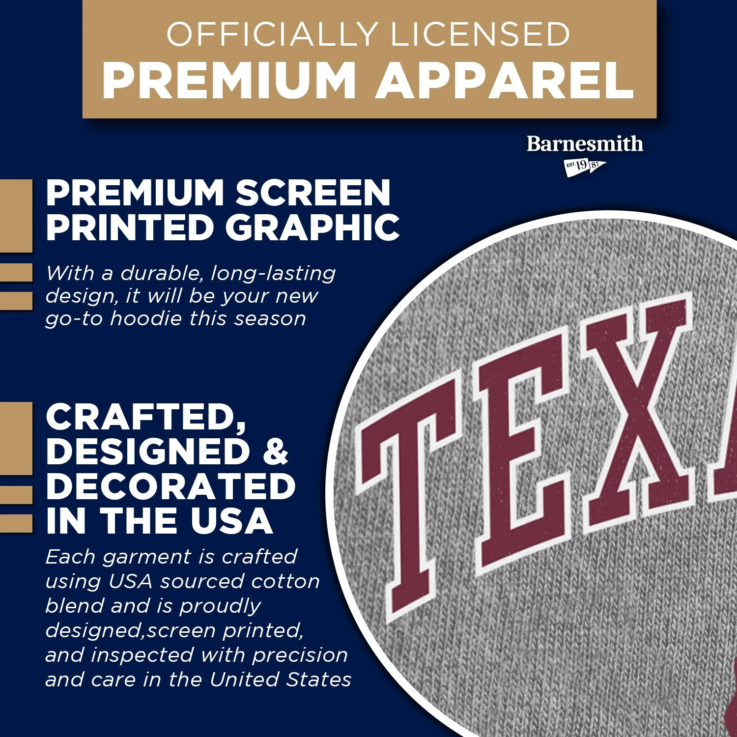 Texas A&M University Heritage Hooded Sweatshirt (Charcoal) sold by Barnesmith product image thumbnail 4