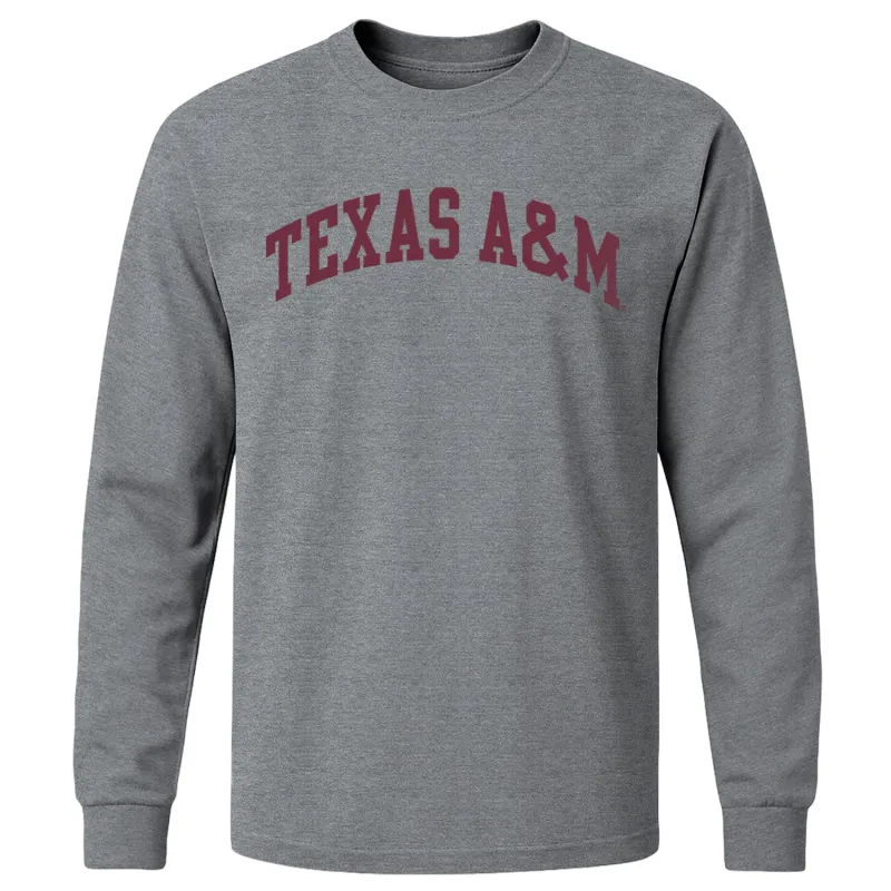 Texas A&M University Classic Long Sleeve T-Shirt (Charcoal Grey) sold by Barnesmith