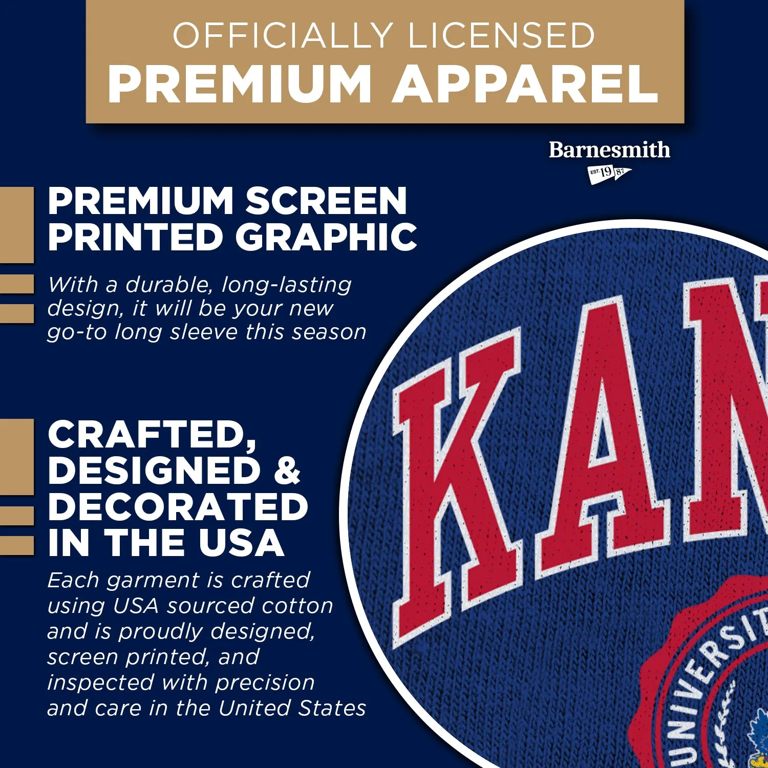 University of Kansas Heritage Long Sleeve T-Shirt (Royal Blue) sold by Barnesmith product image thumbnail 4