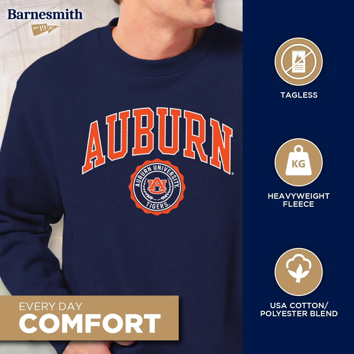 Auburn University Heritage Crewneck Sweatshirt (Navy) sold by Barnesmith product image thumbnail 3