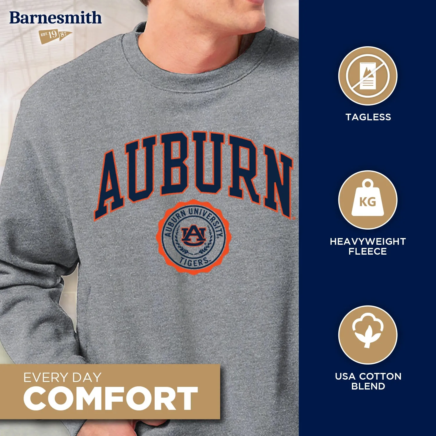 Auburn University Heritage Crewneck Sweatshirt (Charcoal) sold by Barnesmith product image thumbnail 3