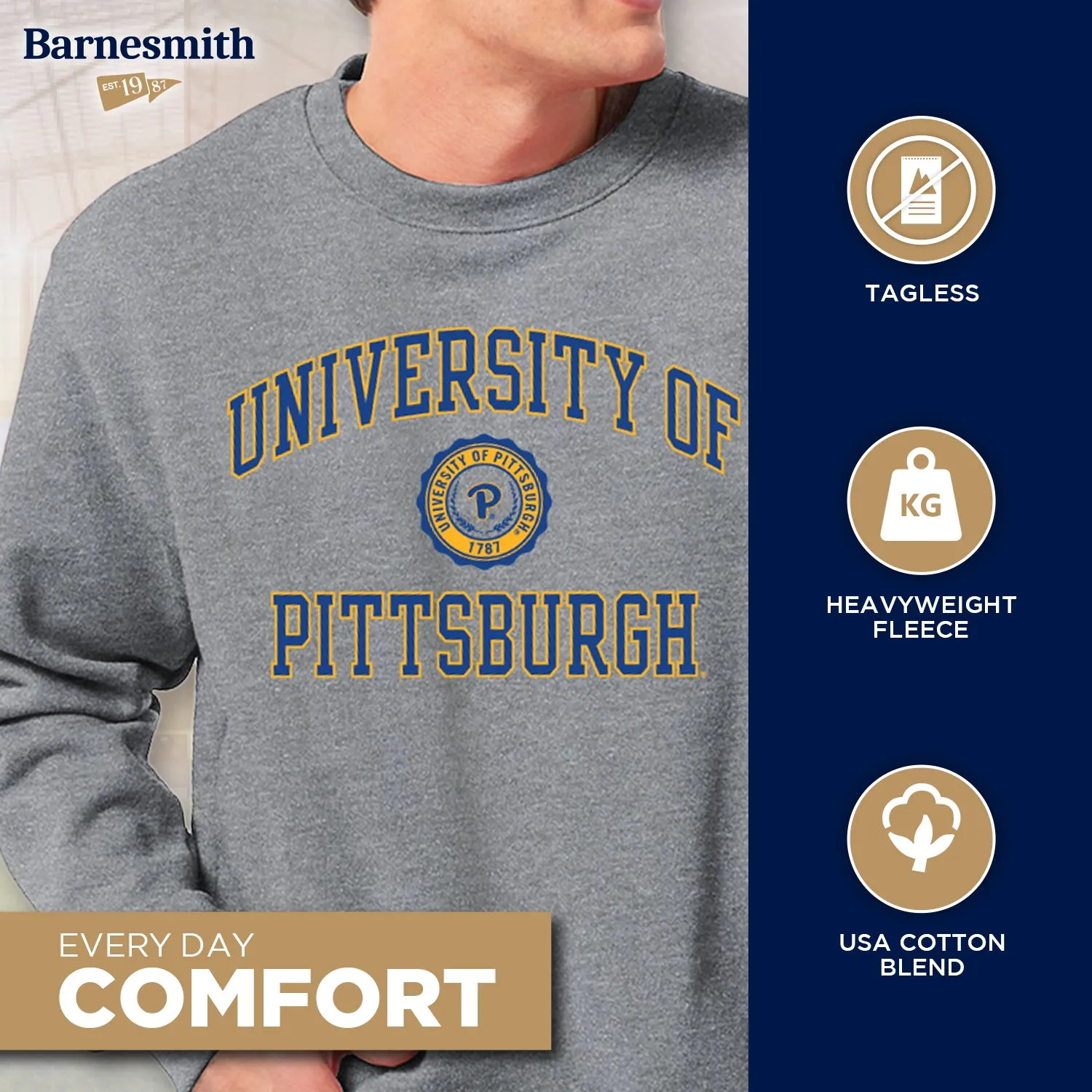 University of Pittsburgh Heritage Sweatshirt (Charcoal Grey) sold by Barnesmith product image thumbnail 3