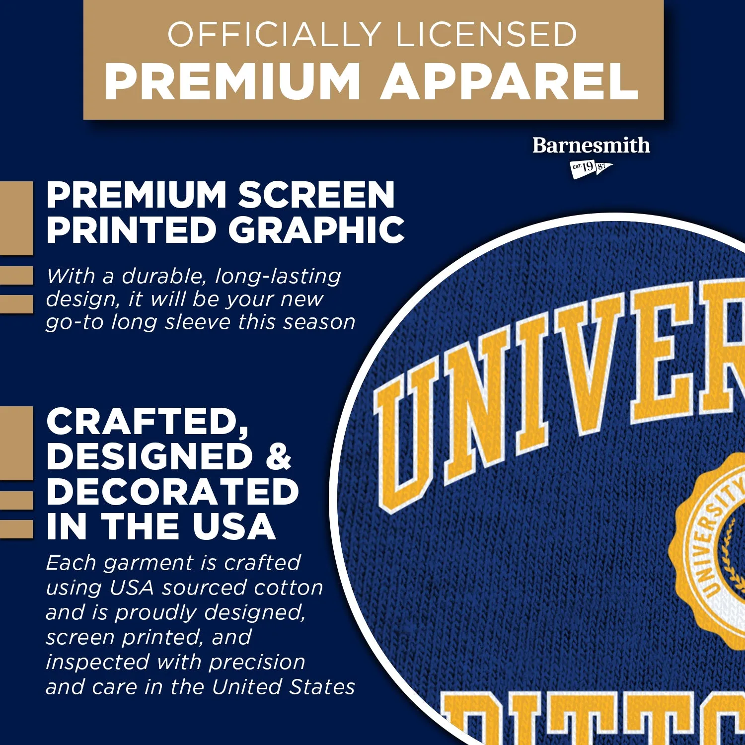 University of Pittsburgh Heritage Long Sleeve T-Shirt (Royal Blue) sold by Barnesmith product image thumbnail 4