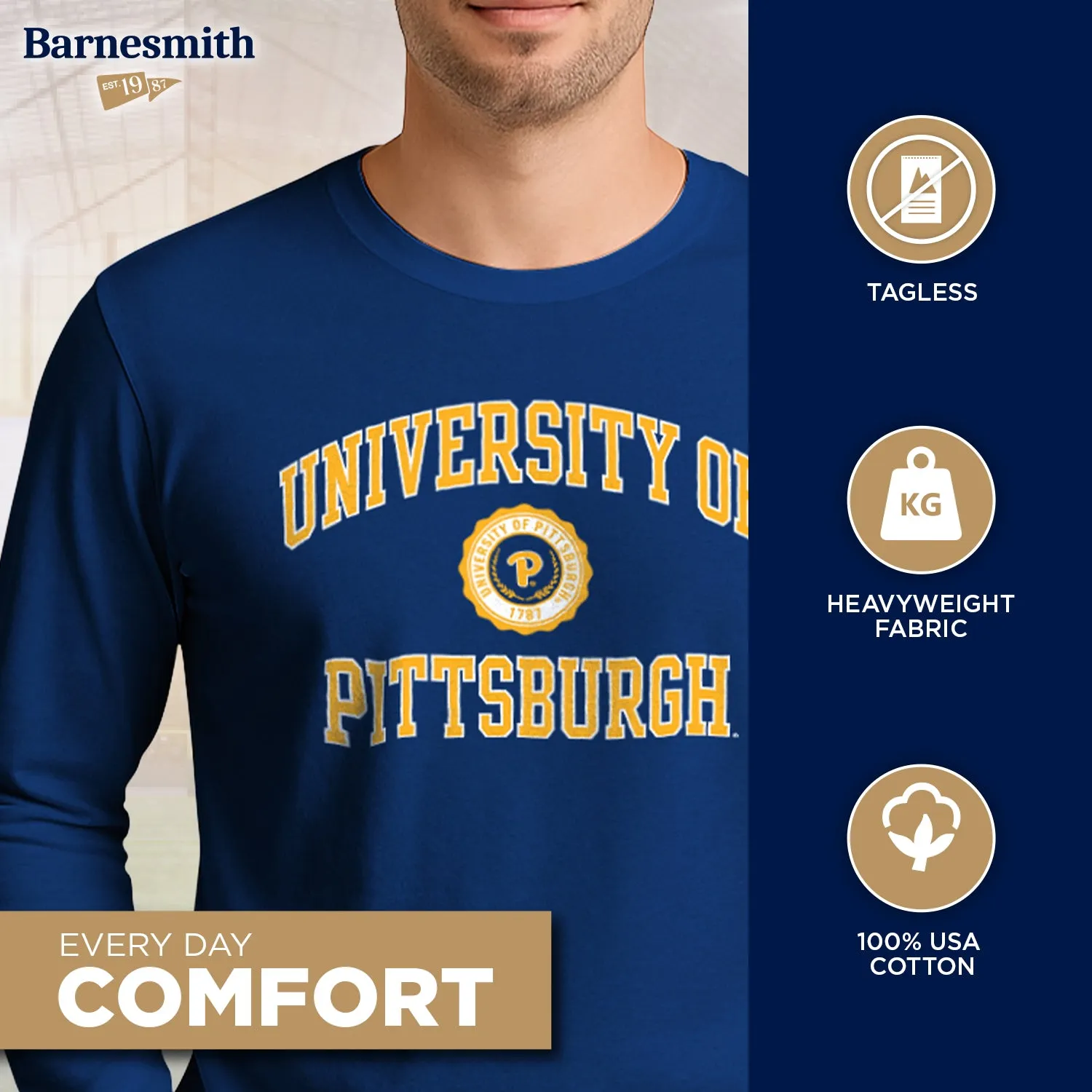 University of Pittsburgh Heritage Long Sleeve T-Shirt (Royal Blue) sold by Barnesmith product image thumbnail 3