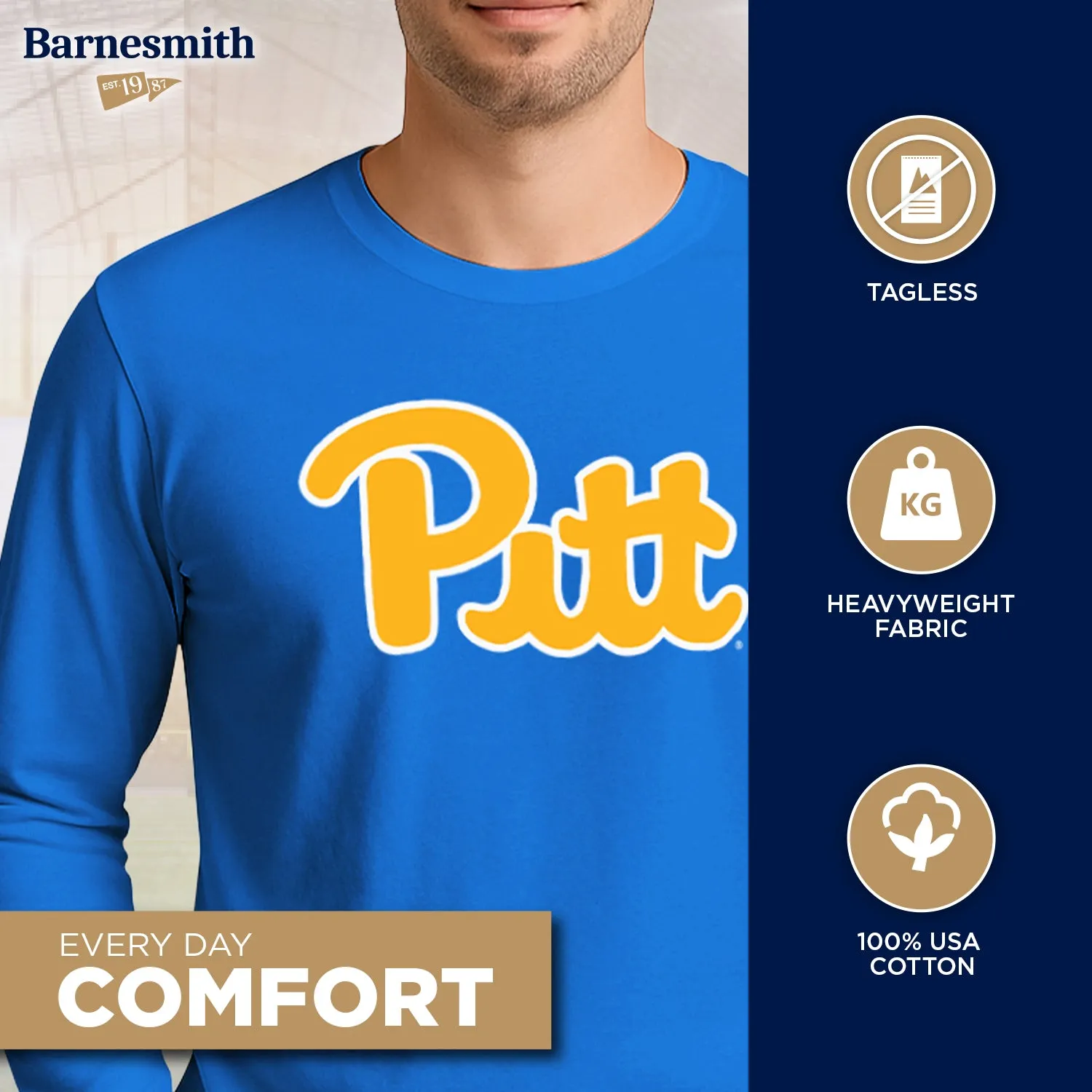 University of Pittsburgh Classic Long Sleeve T-Shirt (Royal Blue) sold by Barnesmith product image thumbnail 3