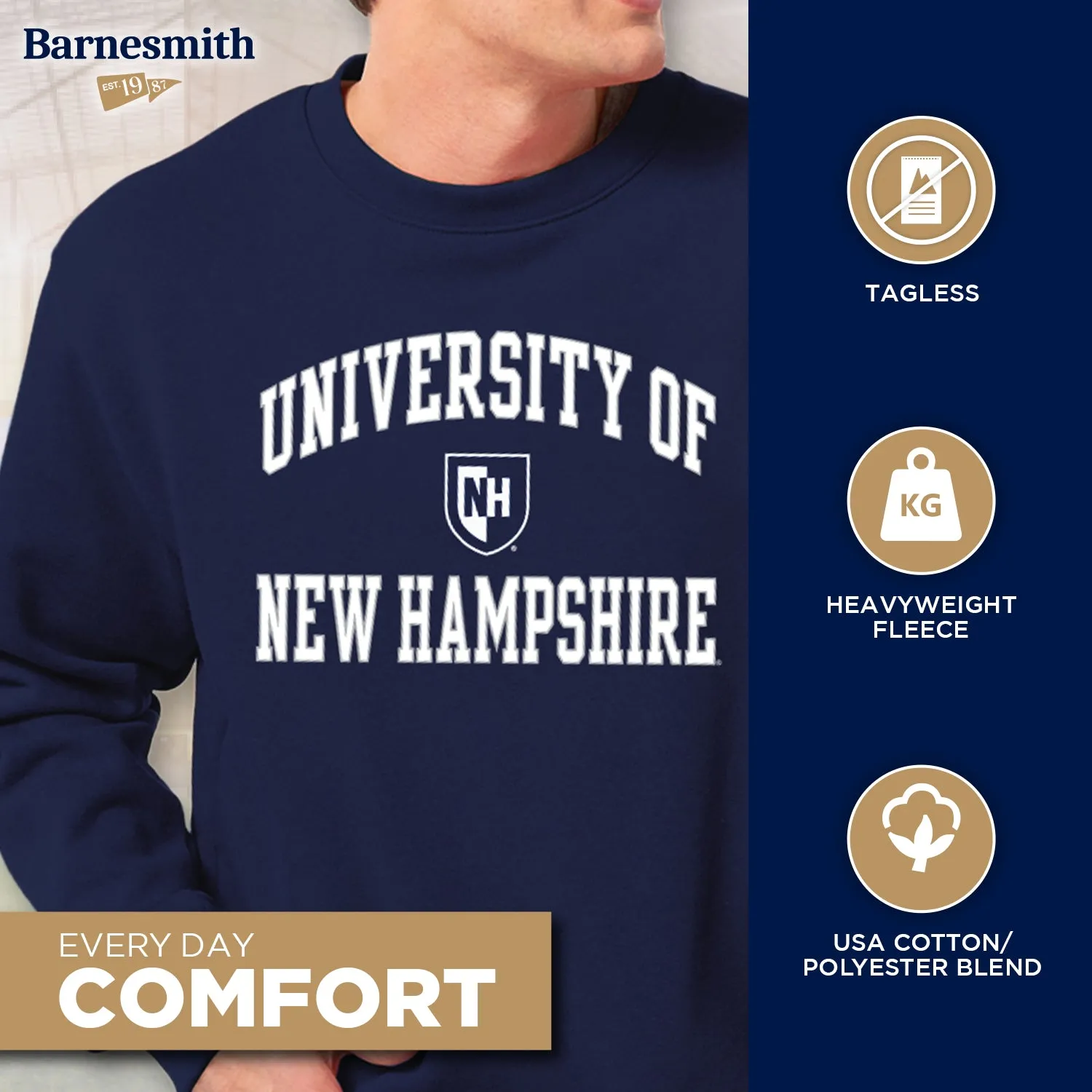 University of New Hampshire Heritage Sweatshirt (Navy) sold by Barnesmith product image thumbnail 3