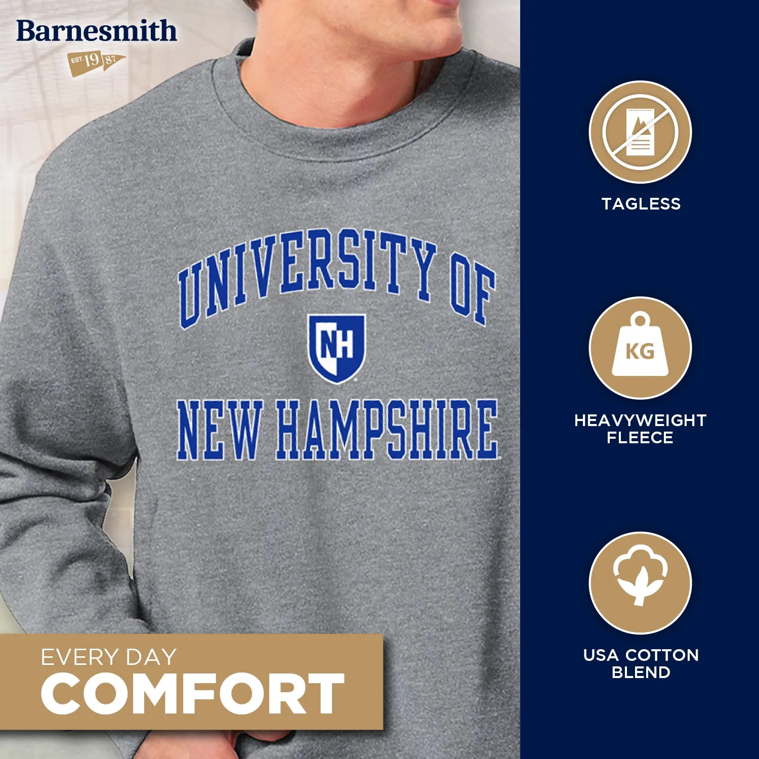 University of New Hampshire Heritage Sweatshirt (Charcoal) sold by Barnesmith product image thumbnail 3