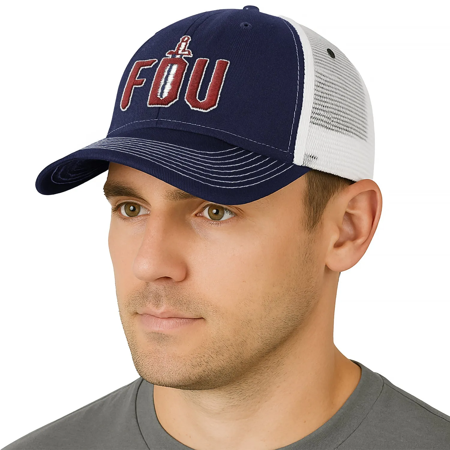 Fairleigh Dickinson University Sideline Trucker Hat One-Size (Navy/White) sold by Barnesmith product image thumbnail 2