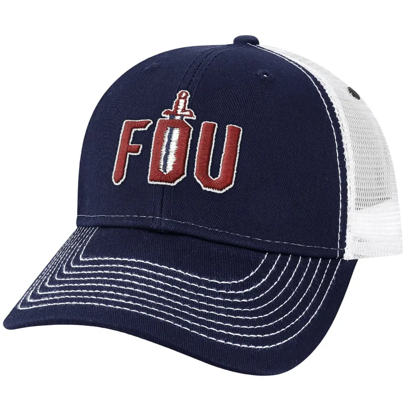 Fairleigh Dickinson University Sideline Trucker Hat One-Size (Navy/White) sold by Barnesmith