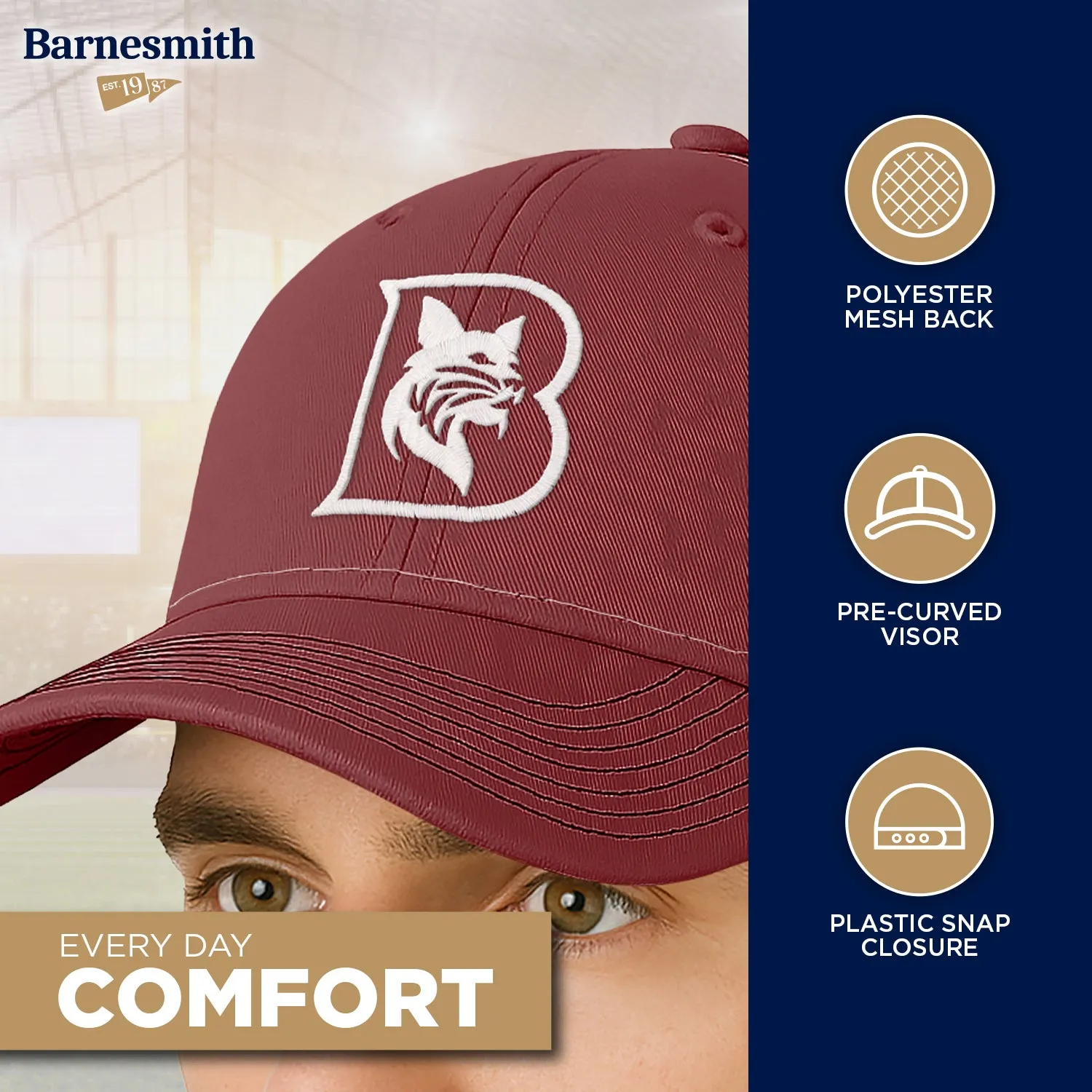 Bates College Sideline Trucker Hat One-Size (Maroon/Black) sold by Barnesmith product image thumbnail 3