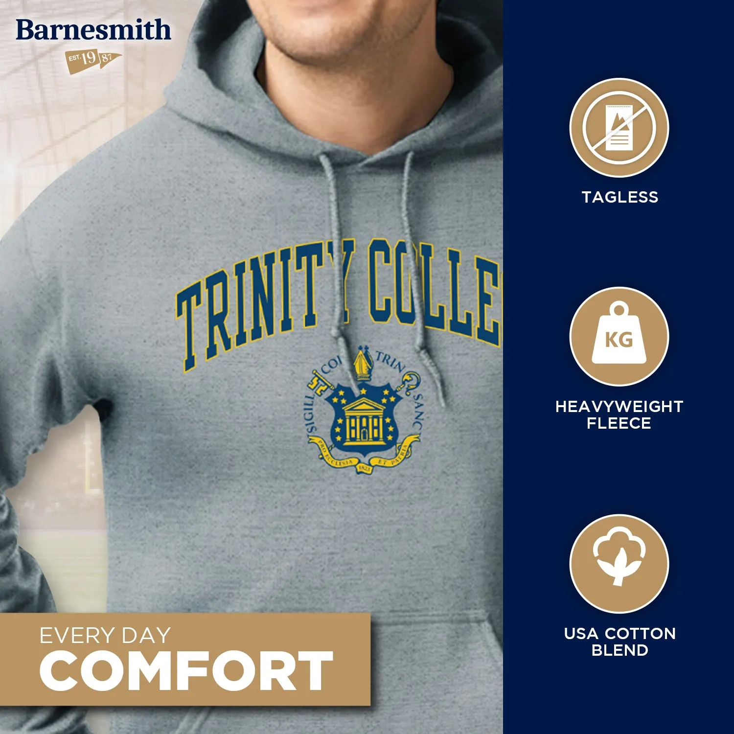 Trinity College Heritage Hooded Sweatshirt (Charcoal Grey) sold by Barnesmith product image thumbnail 3