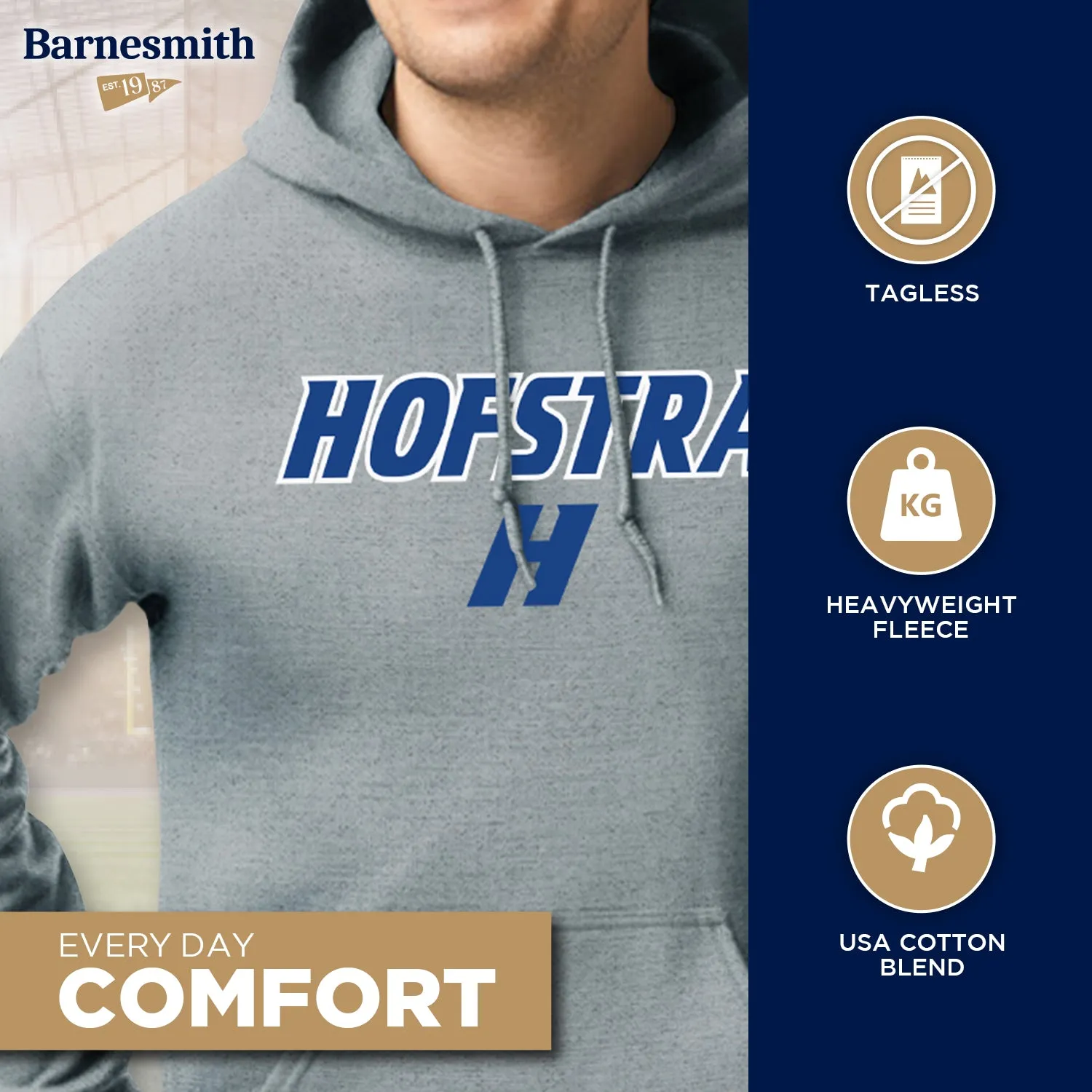 Hofstra University Heritage Hooded Sweatshirt (Charcoal Grey) sold by Barnesmith product image thumbnail 3