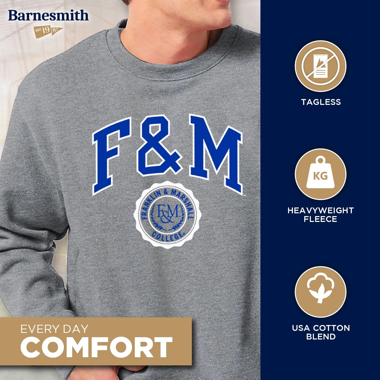 Franklin & Marshall College Heritage Sweatshirt (Charcoal Grey) sold by Barnesmith product image thumbnail 3