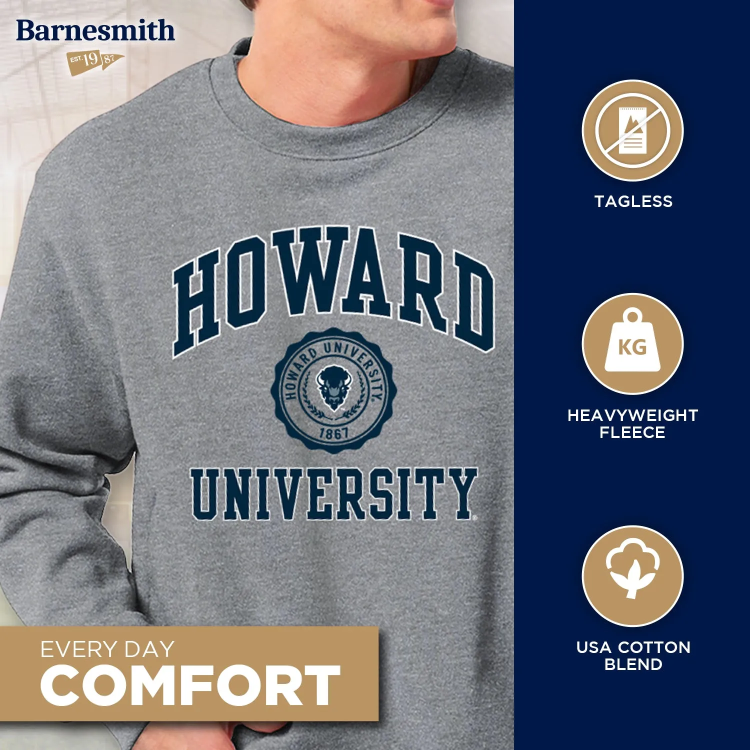 Howard University Heritage Sweatshirt (Charcoal Grey) sold by Barnesmith product image thumbnail 3