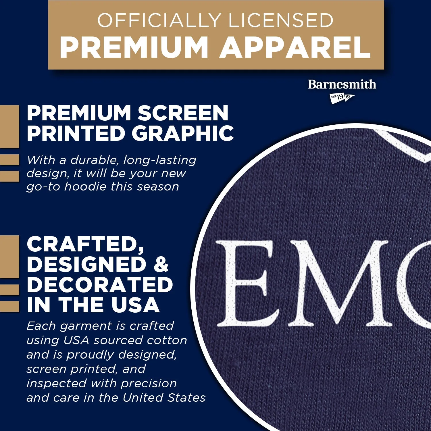 Emory University Heritage Hooded Sweatshirt (Navy) sold by Barnesmith product image thumbnail 4