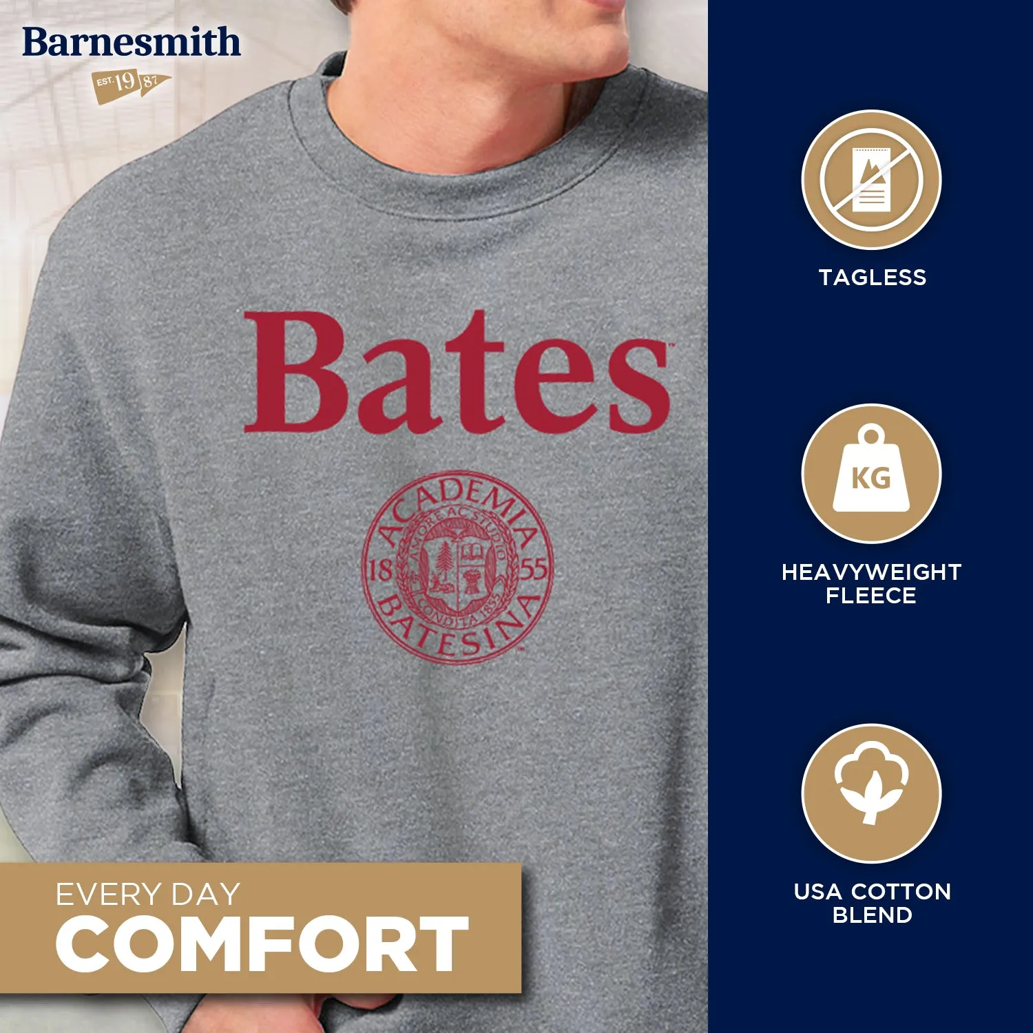 Bates College Heritage Sweatshirt (Charcoal Grey) sold by Barnesmith product image thumbnail 3
