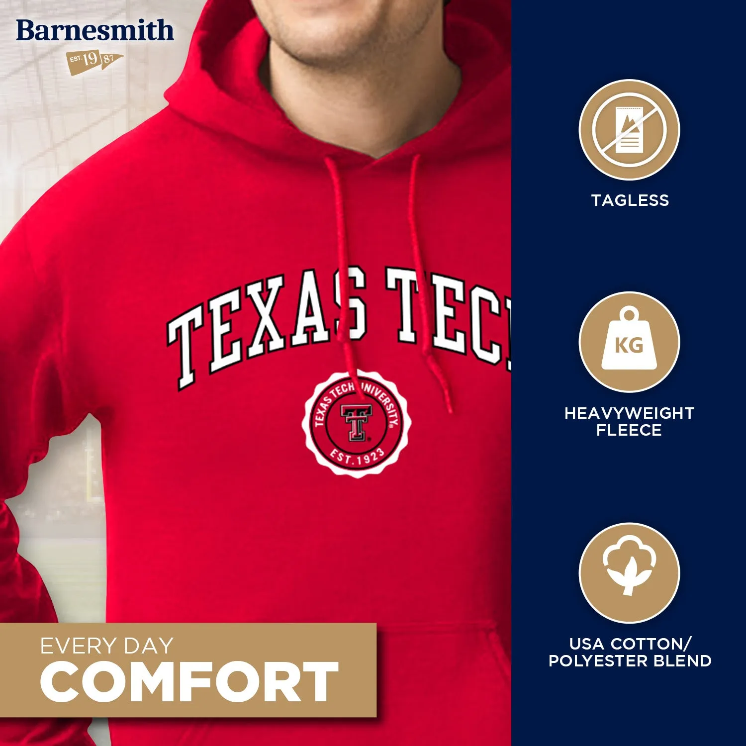 Texas Tech University Heritage Hooded Sweatshirt (Red) sold by Barnesmith product image thumbnail 3