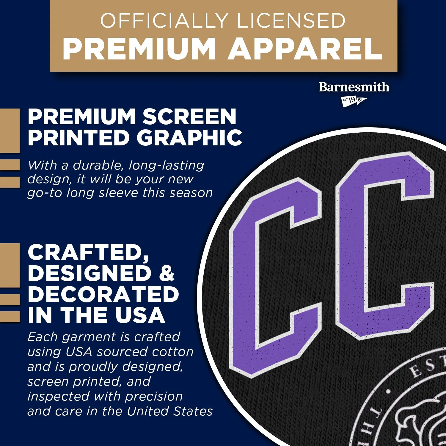 City College of New York Heritage Long Sleeve T-Shirt (Black) sold by Barnesmith product image thumbnail 4