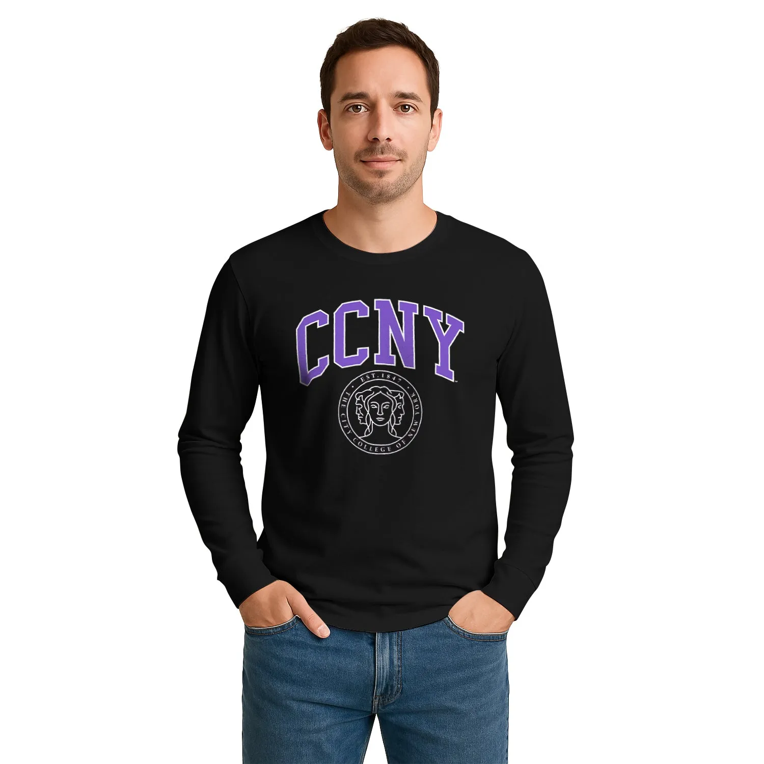 City College of New York Heritage Long Sleeve T-Shirt (Black) sold by Barnesmith product image thumbnail 2