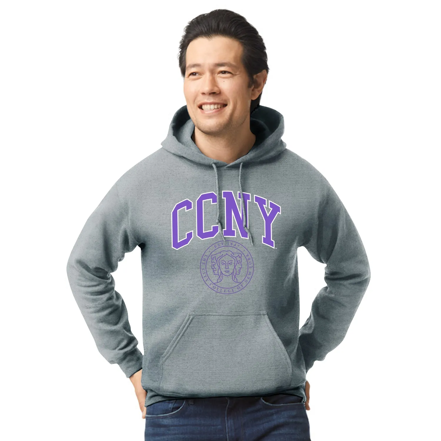 City College of New York Heritage Hooded Sweatshirt (Charcoal Grey) sold by Barnesmith product image thumbnail 2
