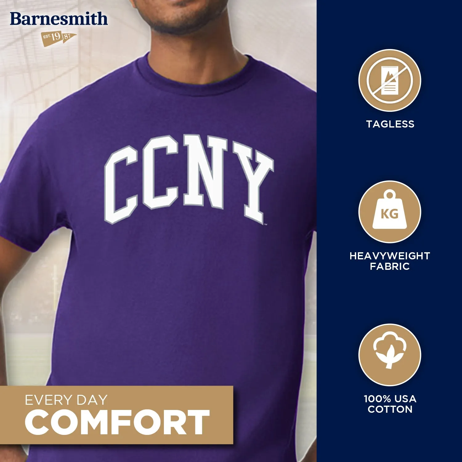 City College of New York Classic T-Shirt (Purple) sold by Barnesmith product image thumbnail 3