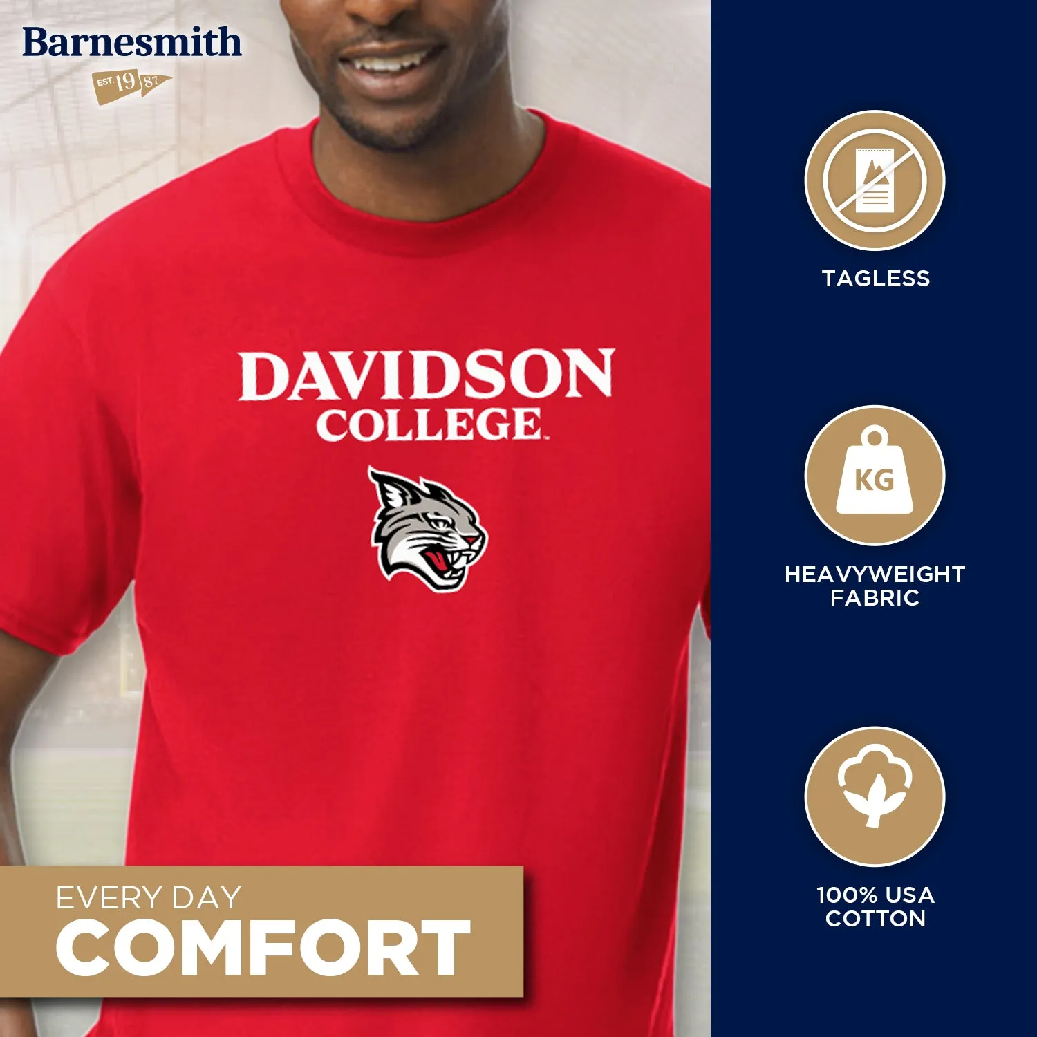 Davidson College Spirit T-Shirt (Red) sold by Barnesmith product image thumbnail 3