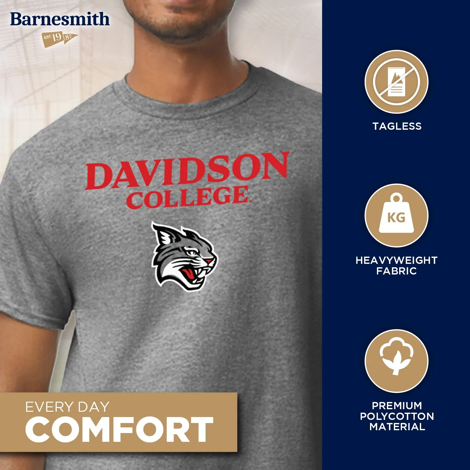 Davidson College Spirit T-Shirt (Charcoal Grey) sold by Barnesmith product image thumbnail 3