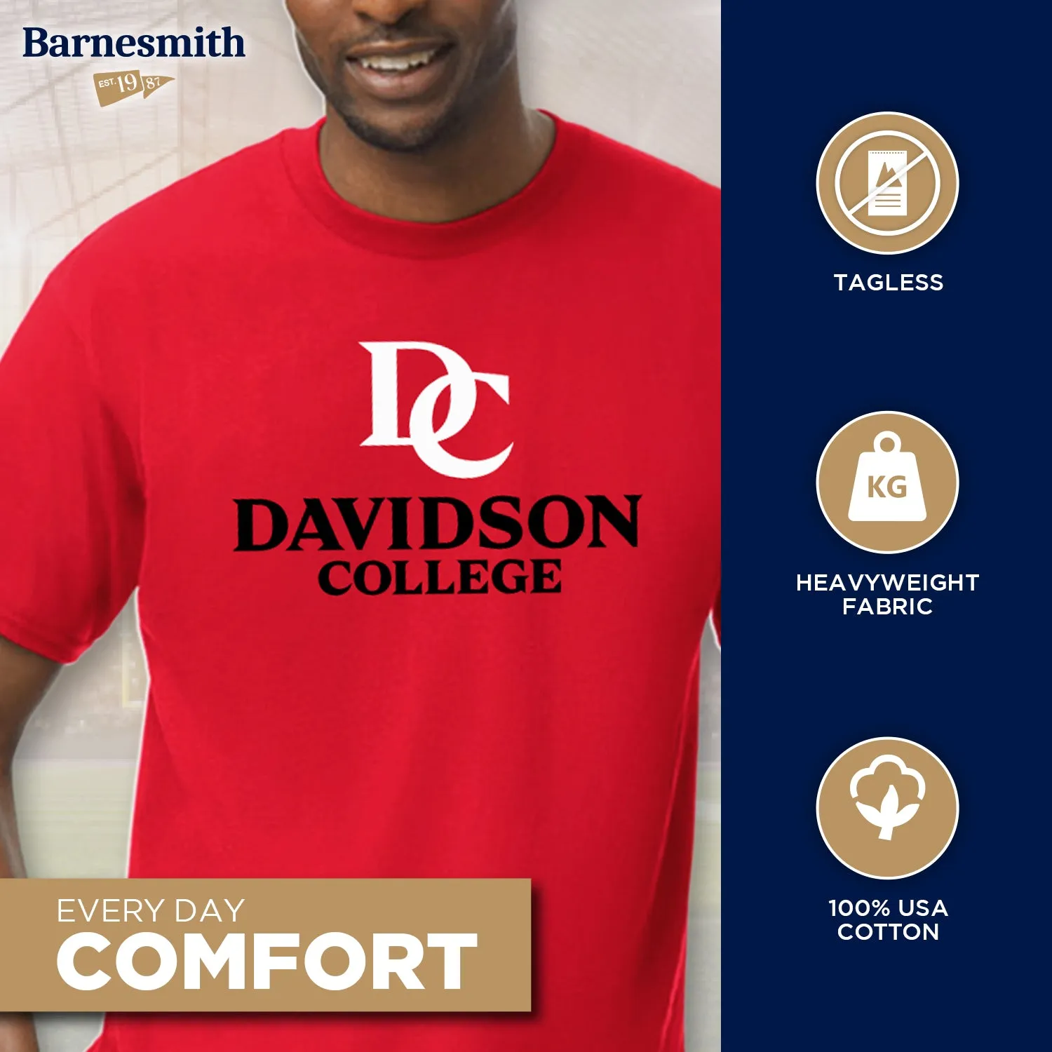 Davidson College Heritage T-Shirt (Red) sold by Barnesmith product image thumbnail 3