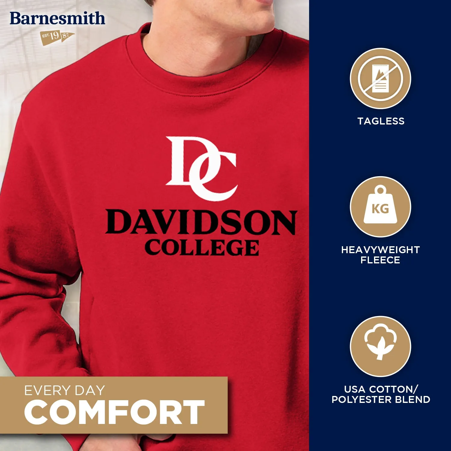Davidson College Heritage Sweatshirt (Red) sold by Barnesmith product image thumbnail 3