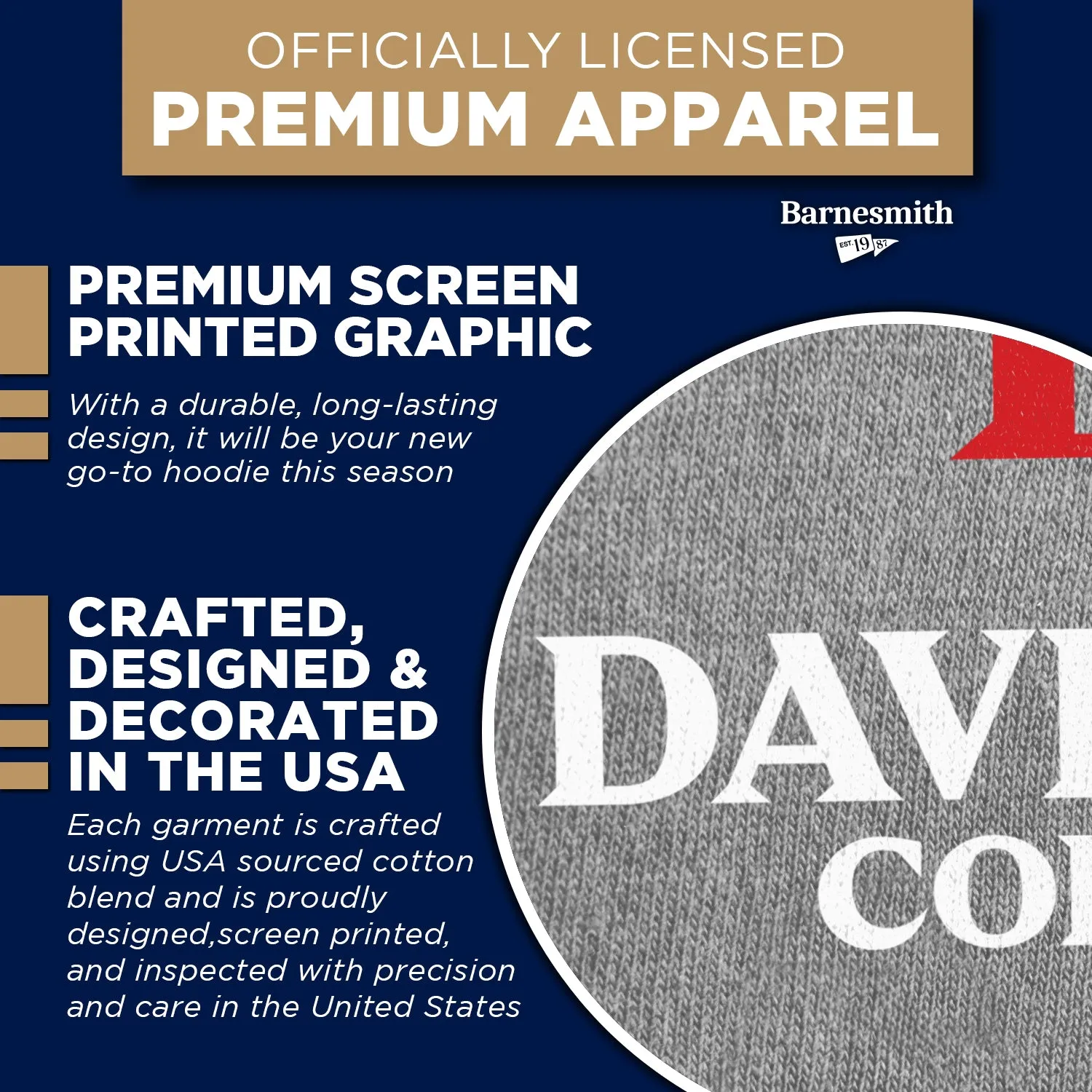 Davidson College Heritage Hooded Sweatshirt (Charcoal Grey) sold by Barnesmith product image thumbnail 4