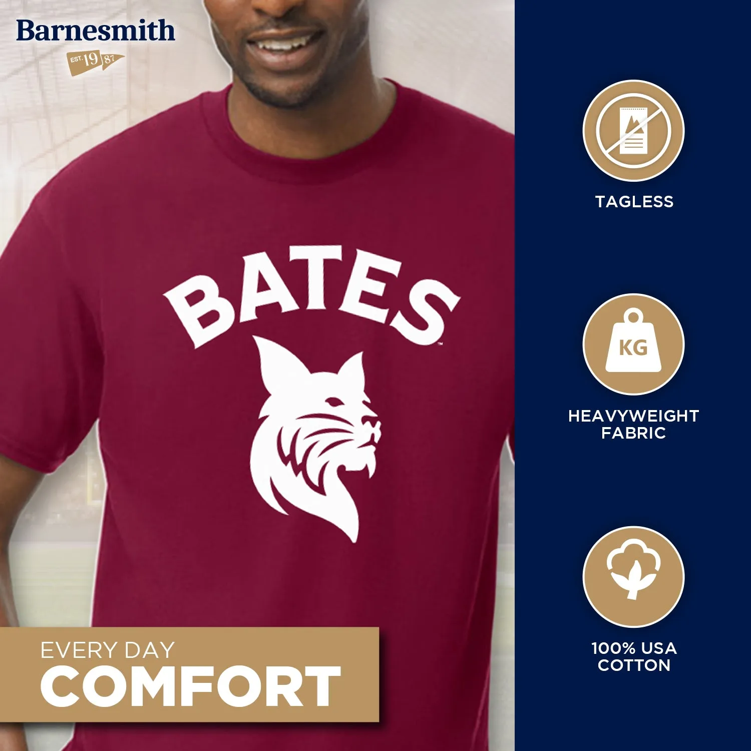 Bates College Spirit T-Shirt (Garnet) sold by Barnesmith product image thumbnail 3