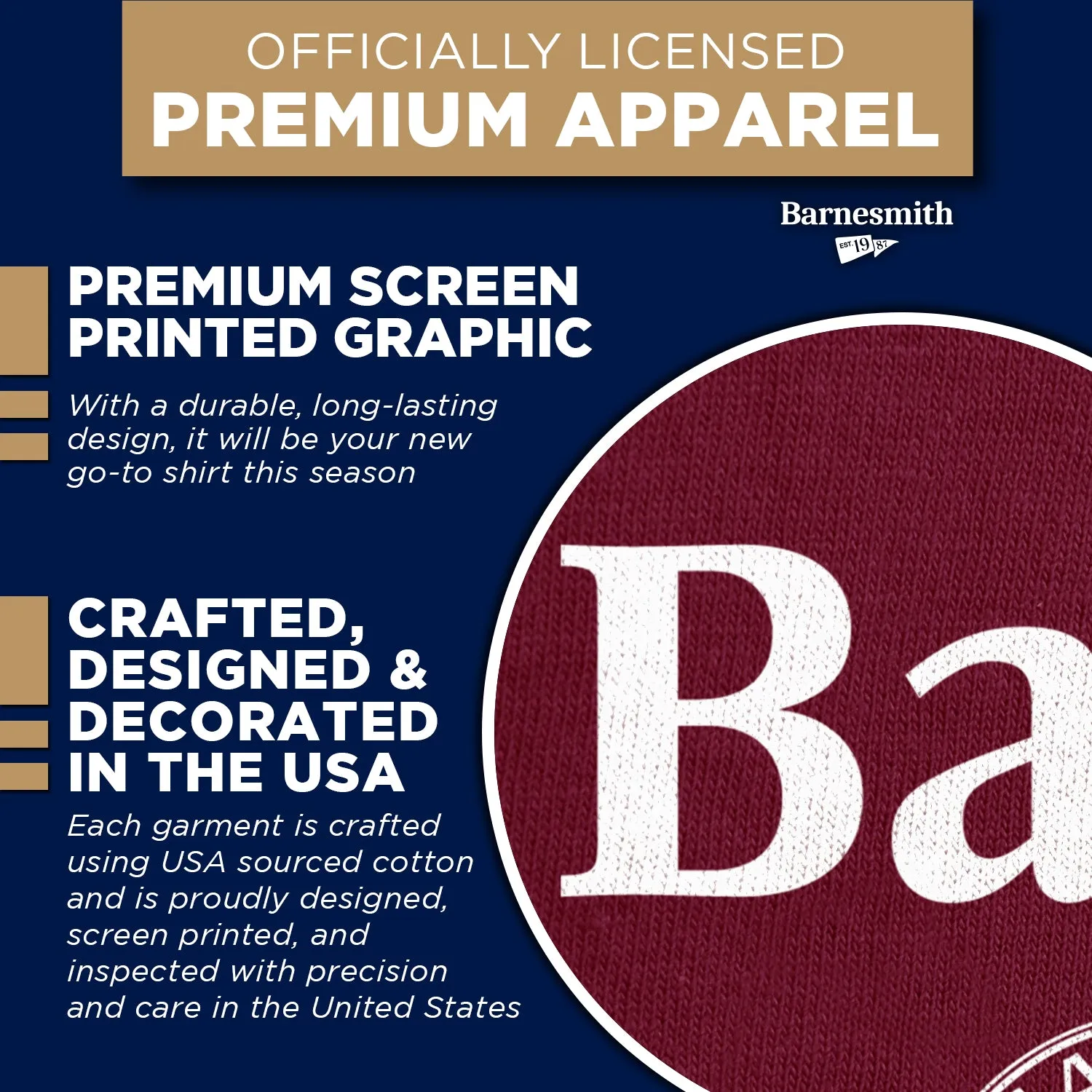 Bates College Heritage T-Shirt (Garnet) sold by Barnesmith product image thumbnail 4