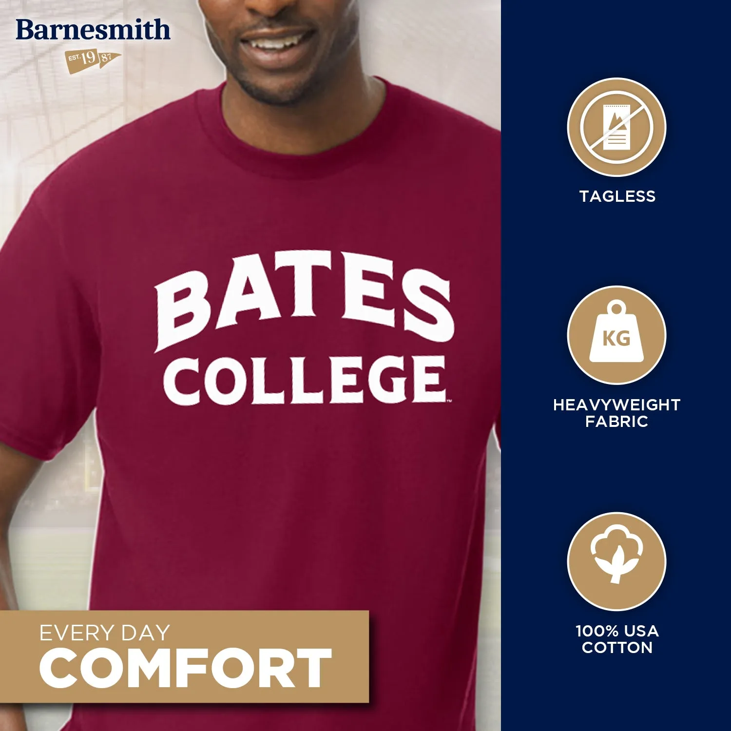 Bates College Classic T-Shirt (Garnet) sold by Barnesmith product image thumbnail 3