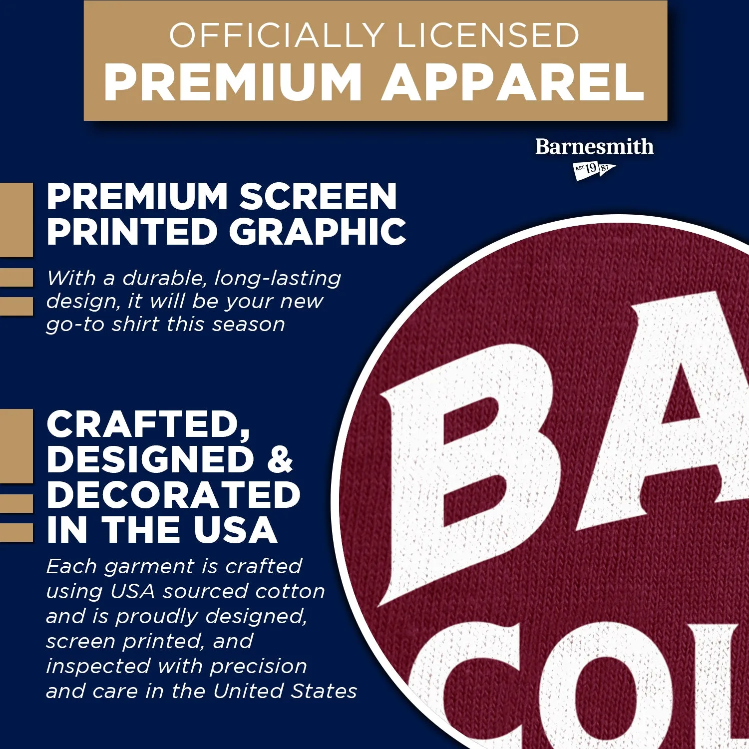 Bates College Classic T-Shirt (Garnet) sold by Barnesmith product image thumbnail 4