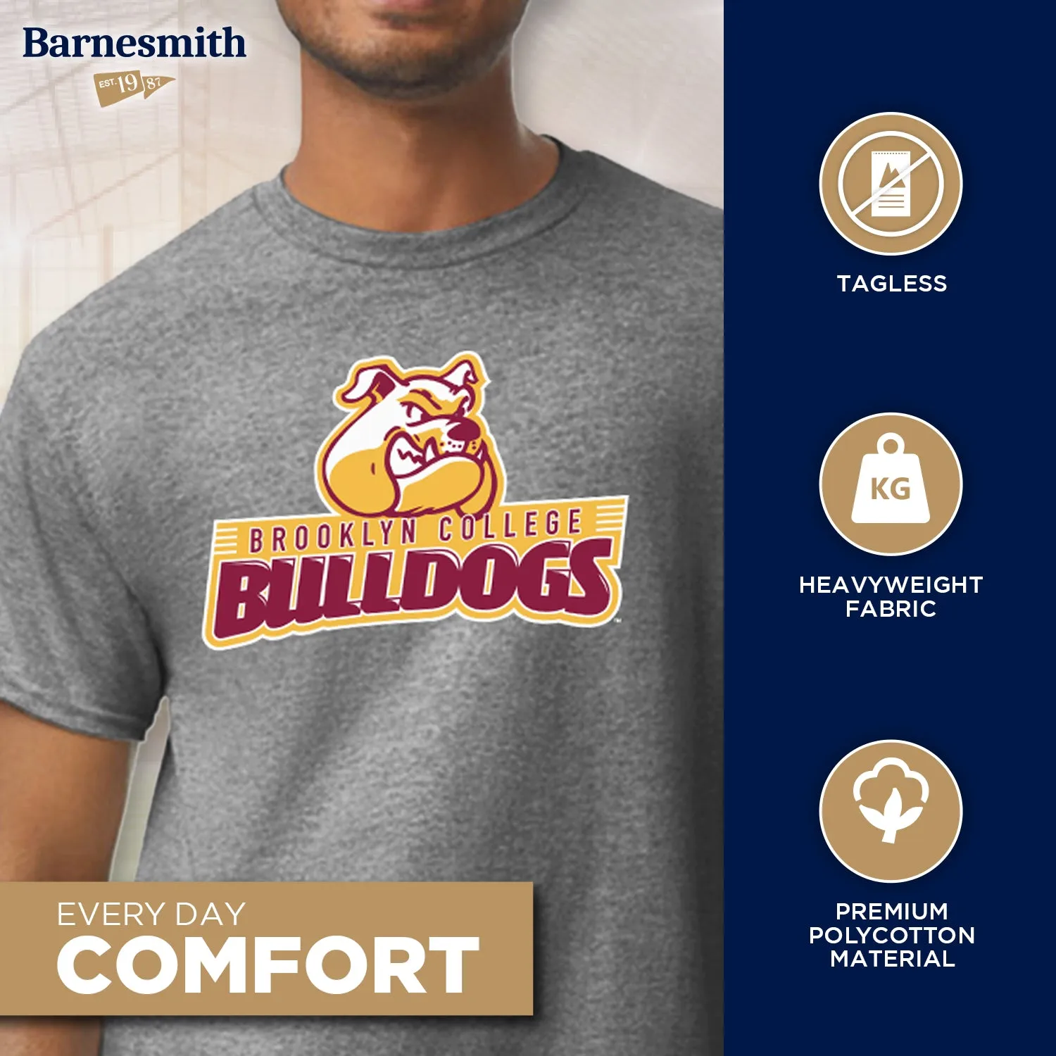 Brooklyn College Spirit T-Shirt (Charcoal Grey) sold by Barnesmith product image thumbnail 3