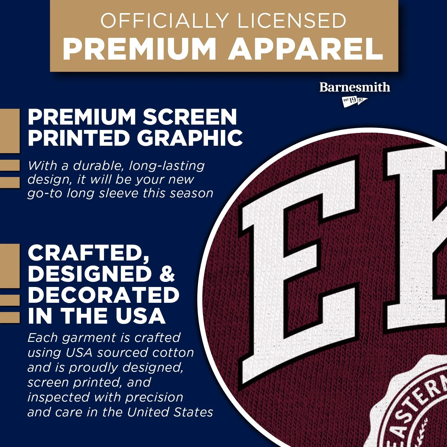 Eastern Kentucky University Heritage Long Sleeve T-Shirt (Maroon) sold by Barnesmith product image thumbnail 4