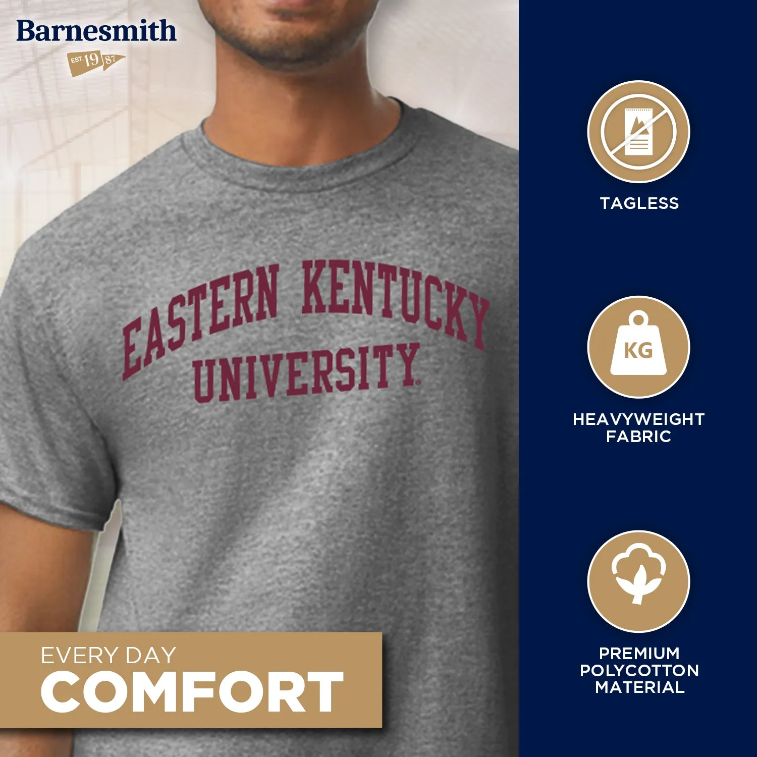 Eastern Kentucky University Classic T-Shirt (Charcoal Grey) sold by Barnesmith product image thumbnail 3