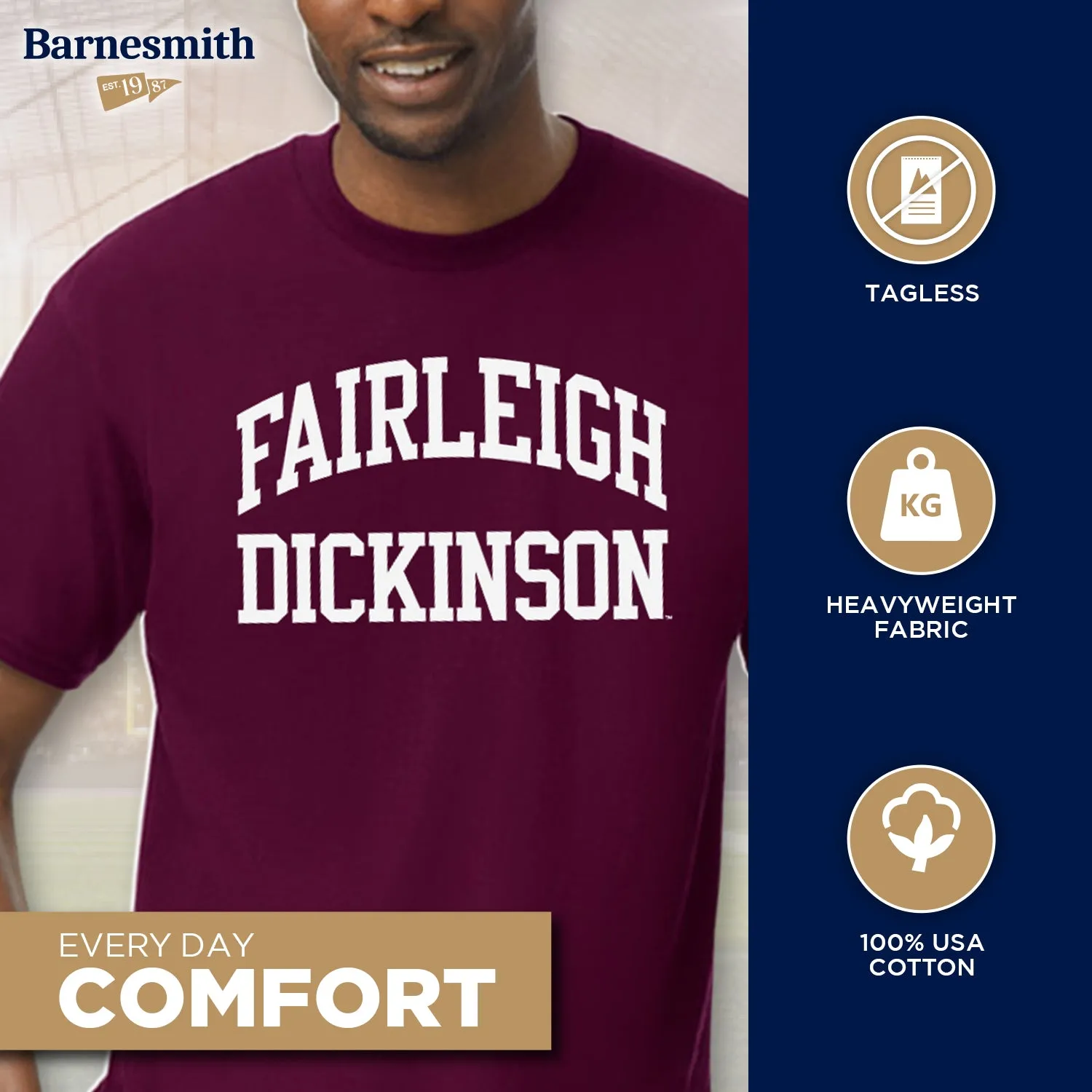 Fairleigh Dickinson University Classic T-Shirt (Maroon) sold by Barnesmith product image thumbnail 3