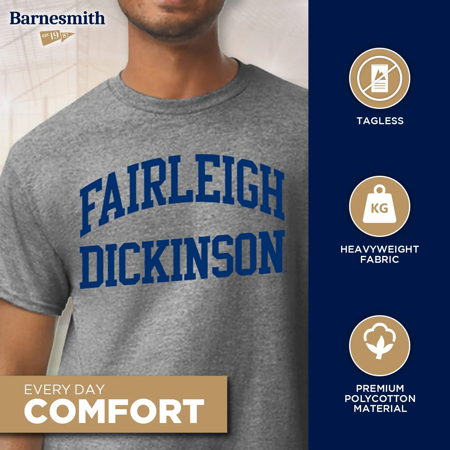 Fairleigh Dickinson University Classic T-Shirt (Charcoal Grey) sold by Barnesmith product image thumbnail 3
