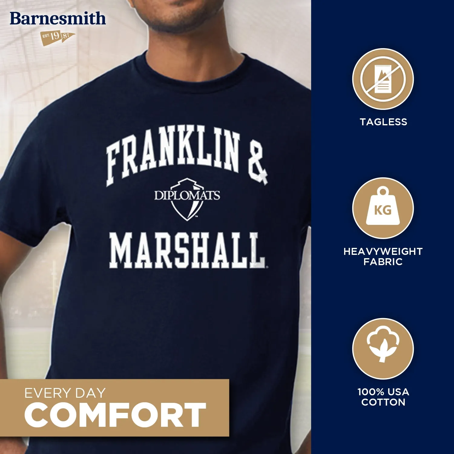 Franklin & Marshall College Spirit T-Shirt (Navy) sold by Barnesmith product image thumbnail 3