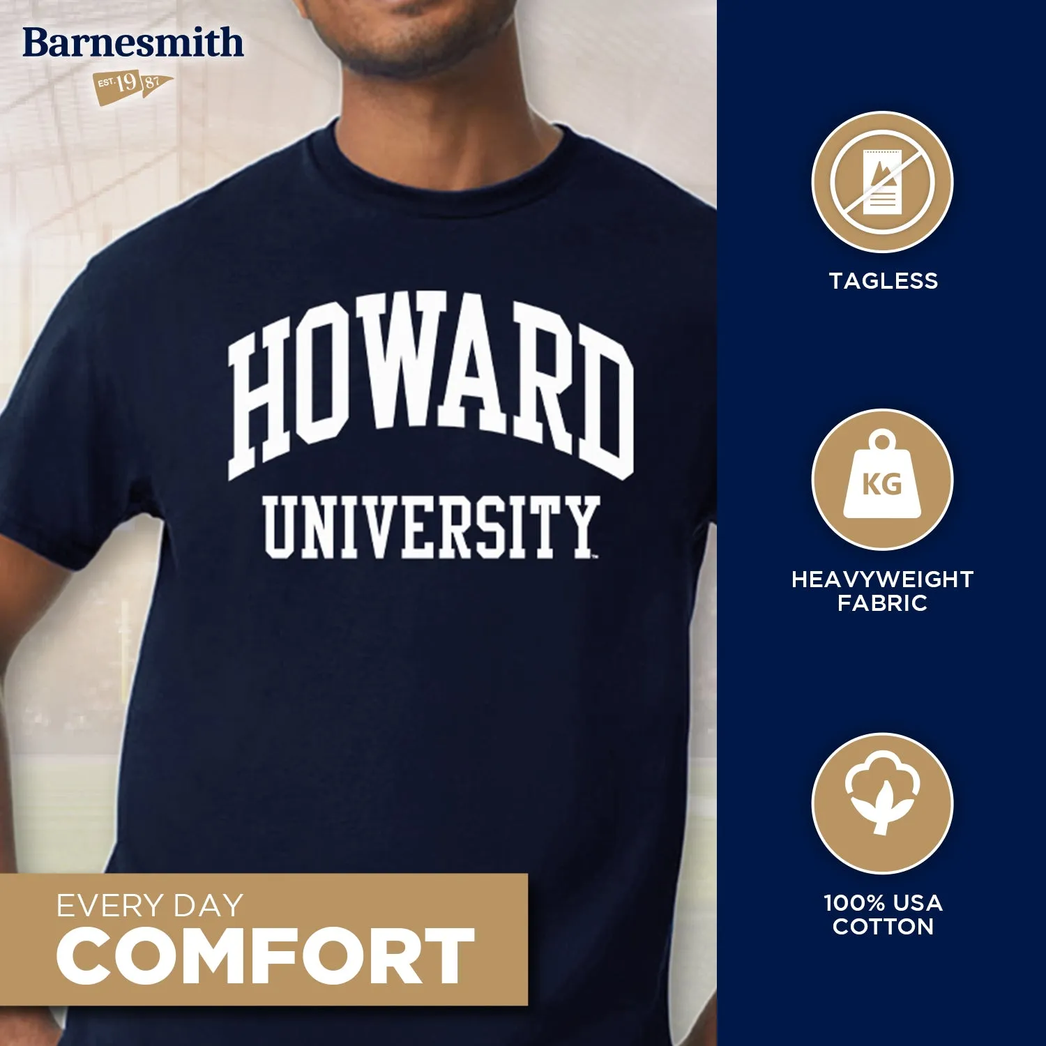 Howard University Classic T-Shirt (Navy) sold by Barnesmith product image thumbnail 3