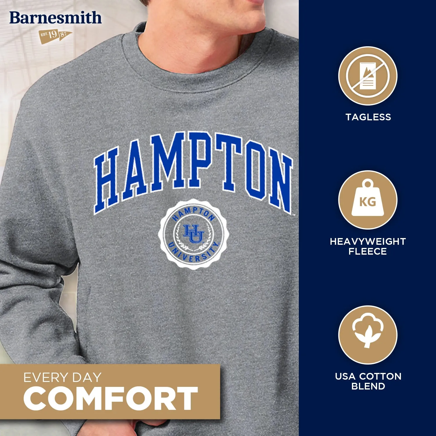 Hampton University Heritage Sweatshirt (Charcoal Grey) sold by Barnesmith product image thumbnail 3