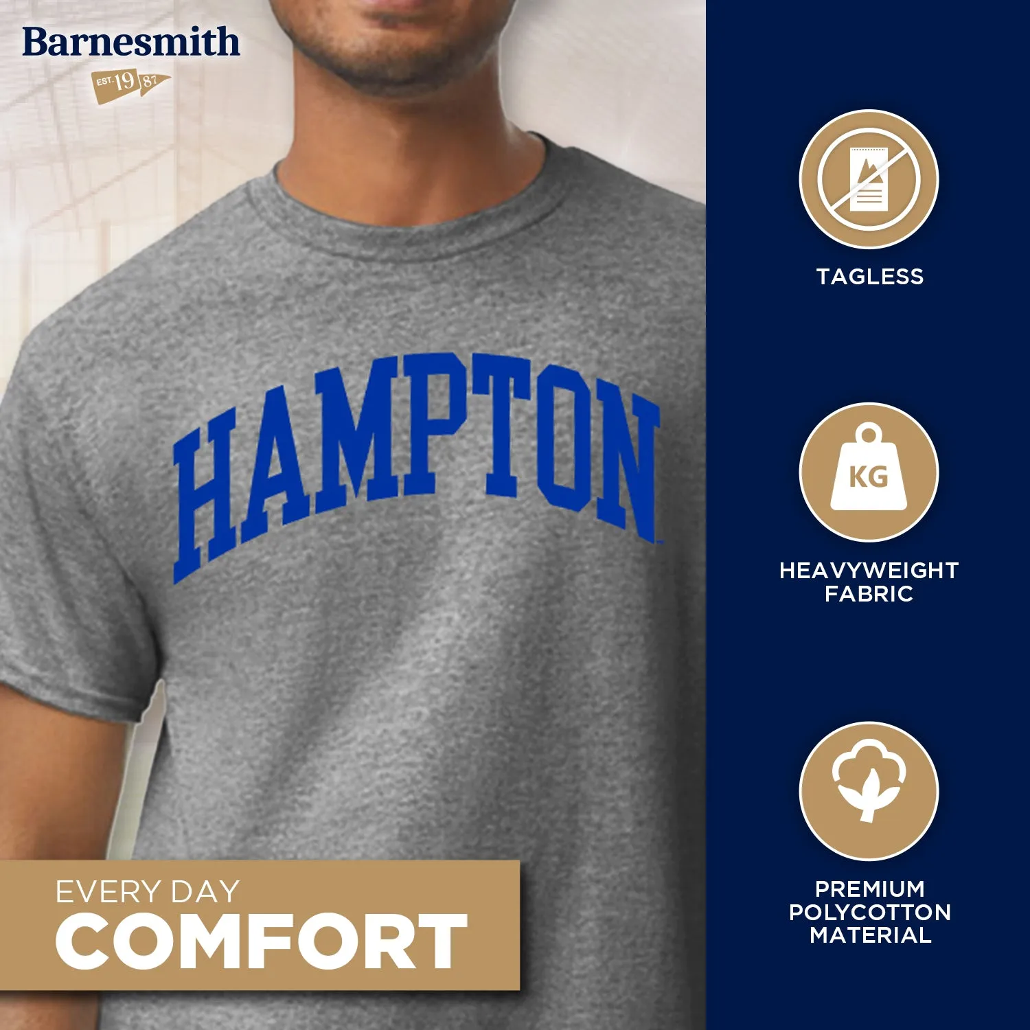 Hampton University Classic T-Shirt (Charcoal Grey) sold by Barnesmith product image thumbnail 3