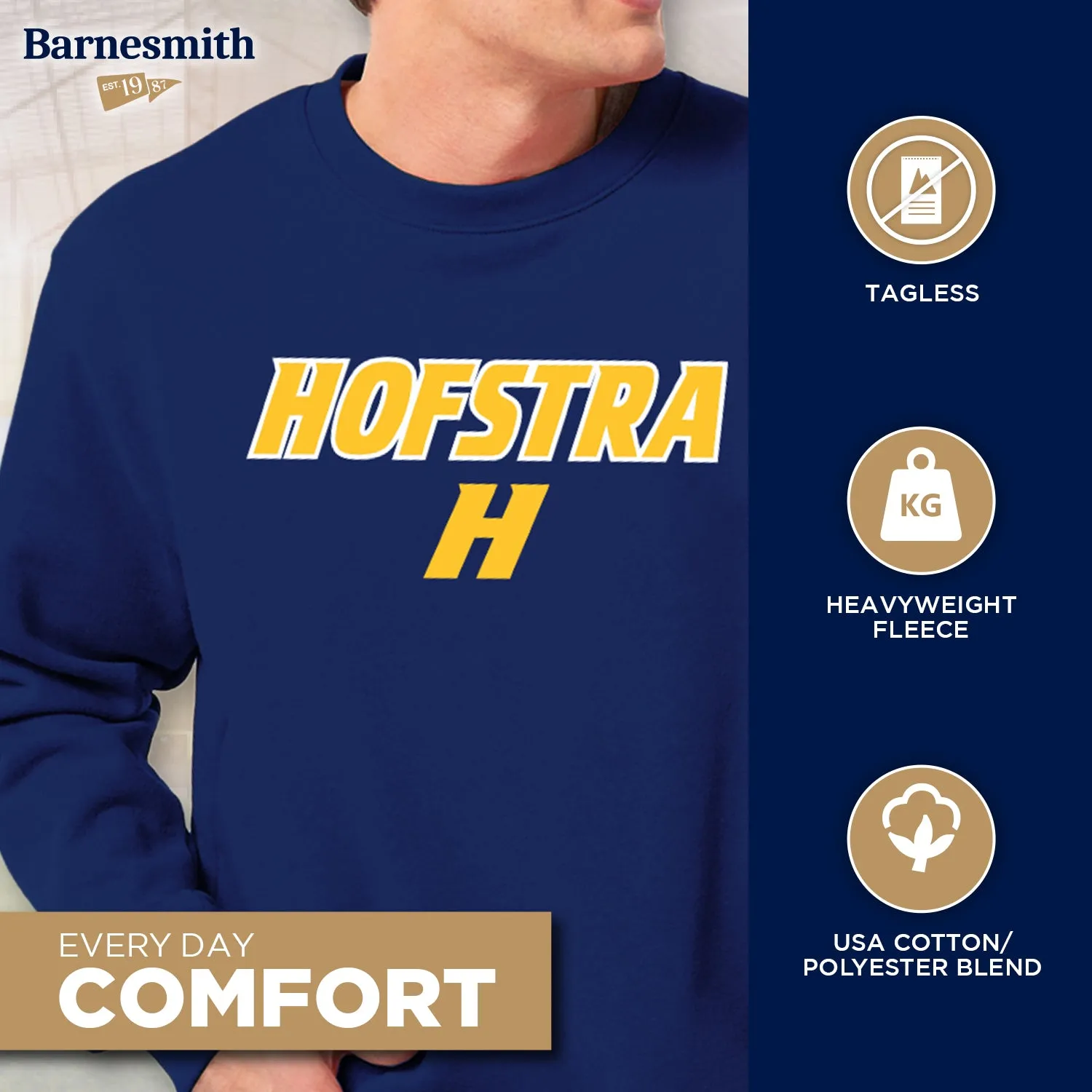 Hofstra University Heritage Sweatshirt (Navy) sold by Barnesmith product image thumbnail 3