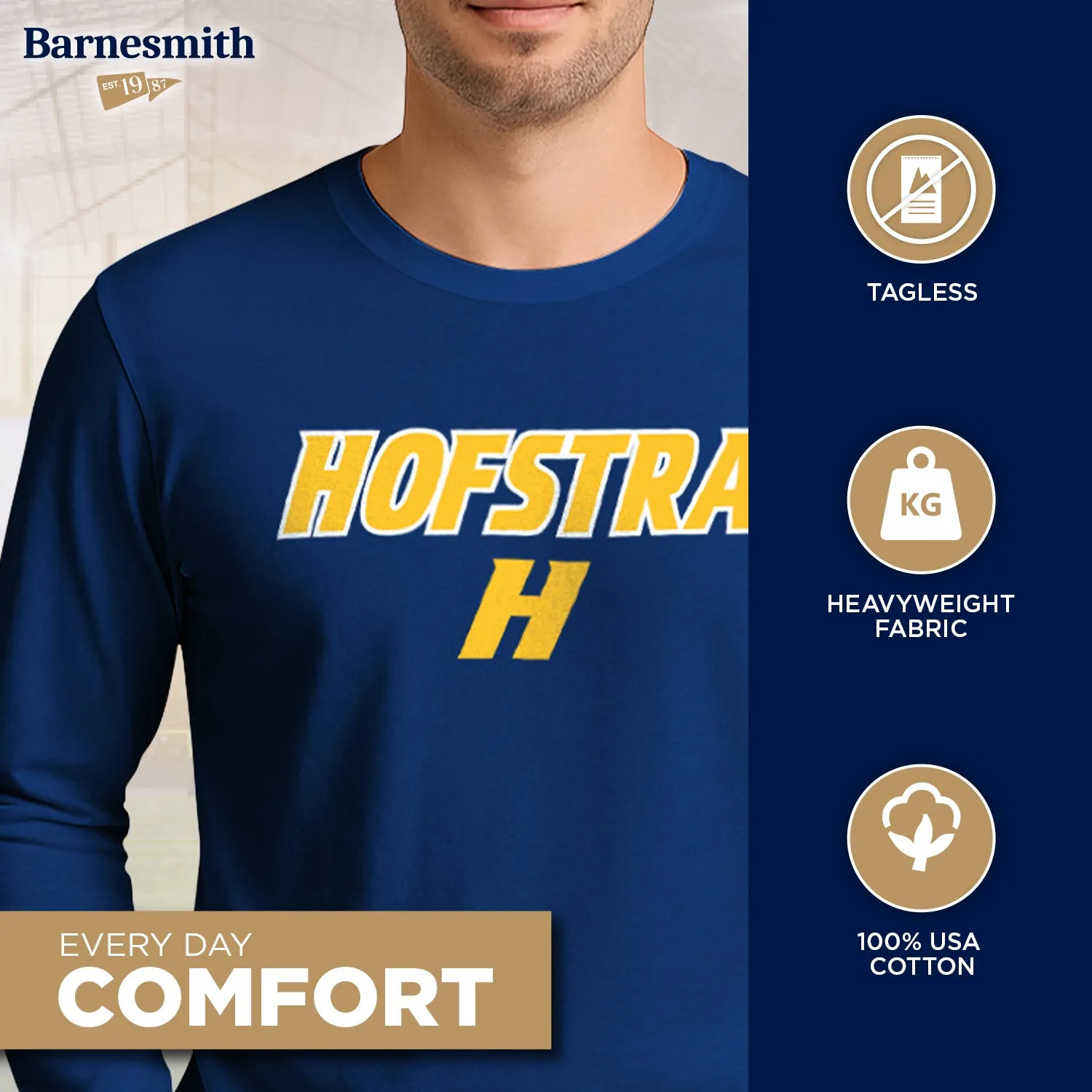 Hofstra University Heritage Long Sleeve T-Shirt (Navy) sold by Barnesmith product image thumbnail 3