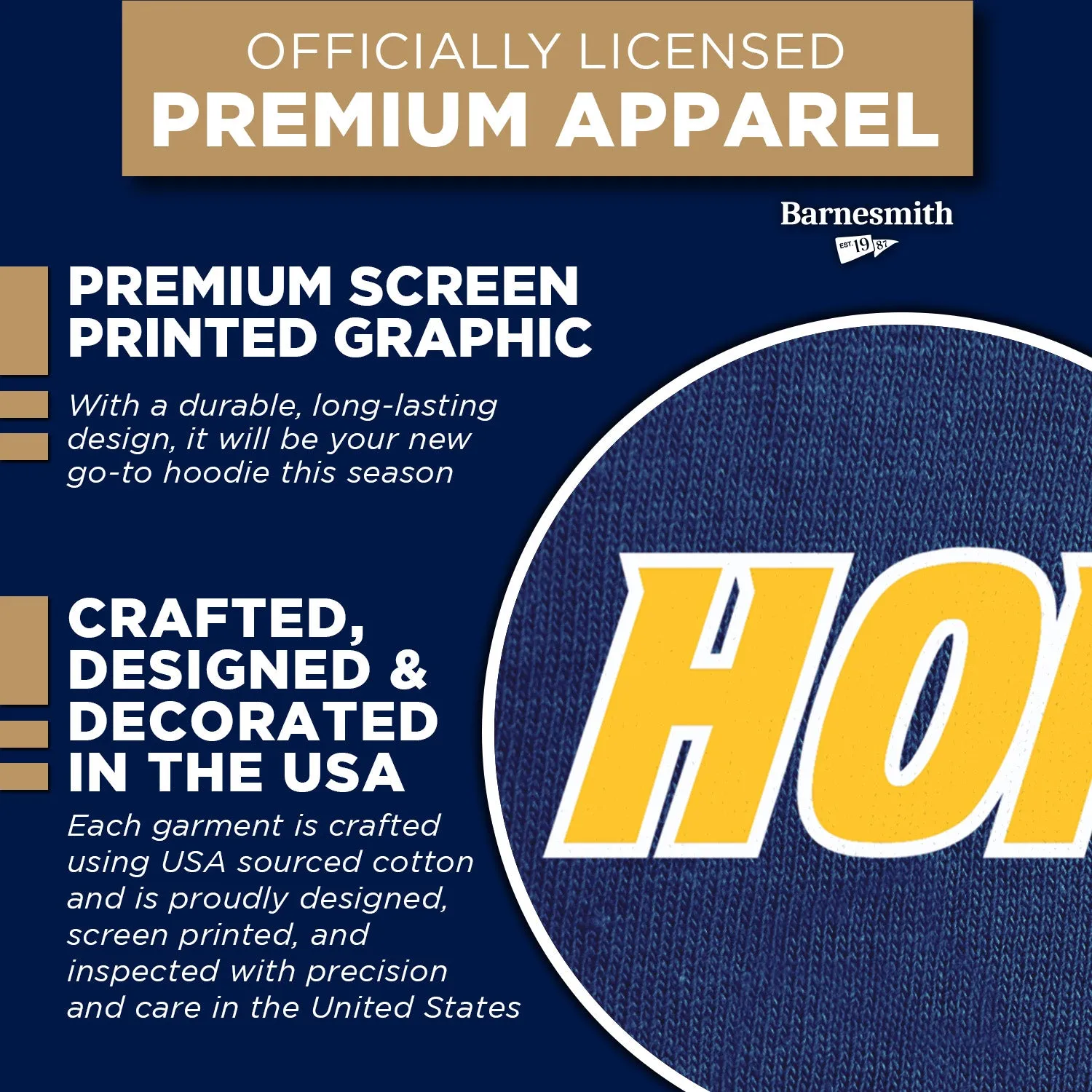 Hofstra University Heritage Hooded Sweatshirt (Navy) sold by Barnesmith product image thumbnail 4