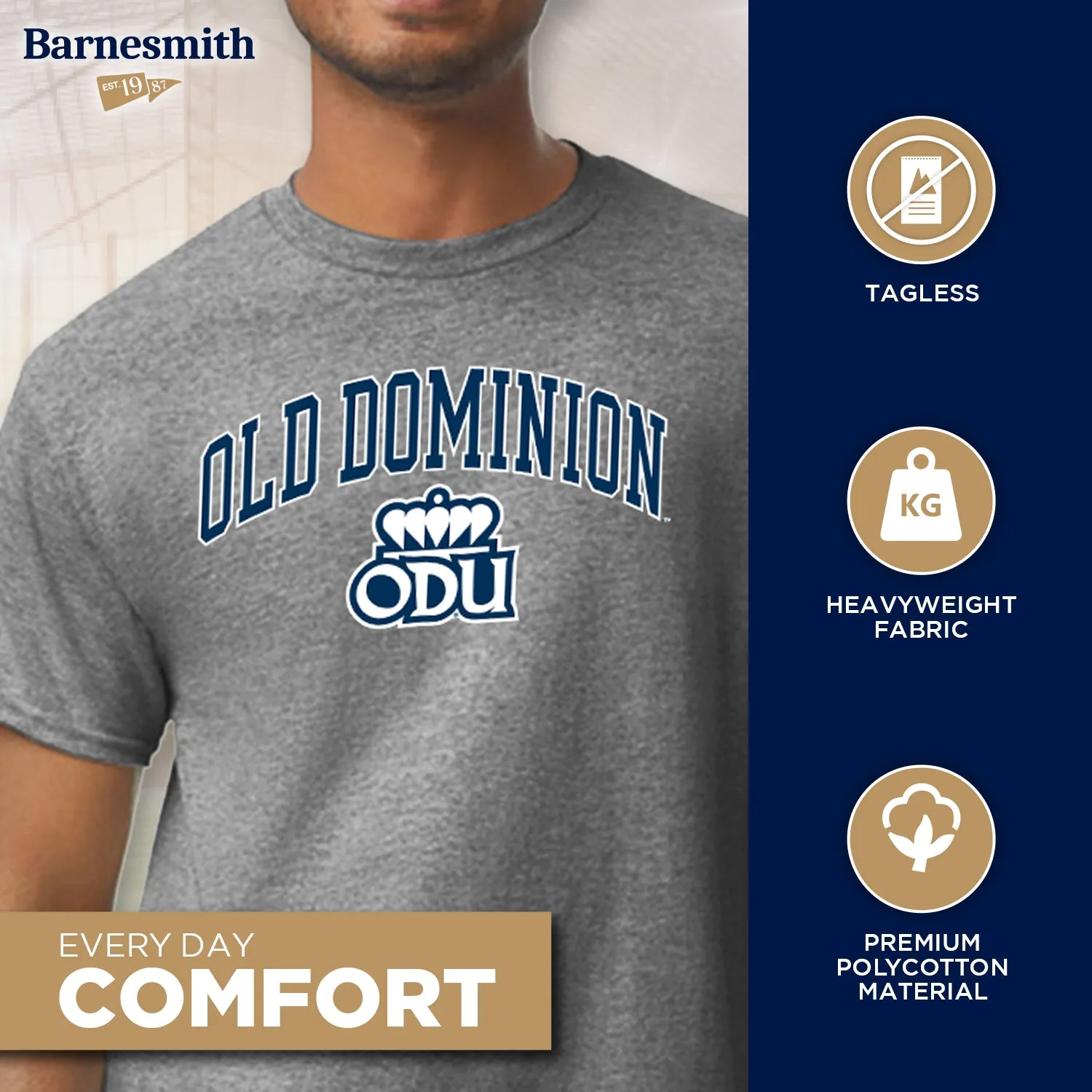 Old Dominion University Spirit T-Shirt (Charcoal Grey) sold by Barnesmith product image thumbnail 3